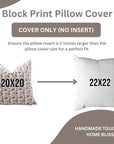 Handcrafted Pure Linen Pillow Cover Pink, Gray and Green Floral Block Printed Boho Accent for Farmhouse Decor - GULNAAZ