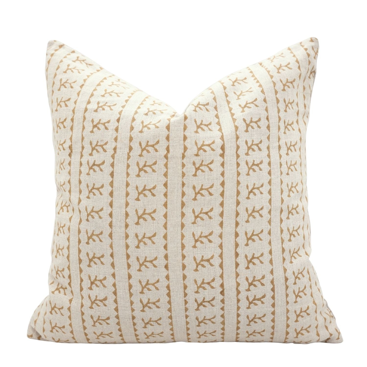 Handcrafted Mustard Vine Floral Throw Pillow Case on Premium Pure Linen Elegant Boho Farmhouse Accent - PHOOL DAALI