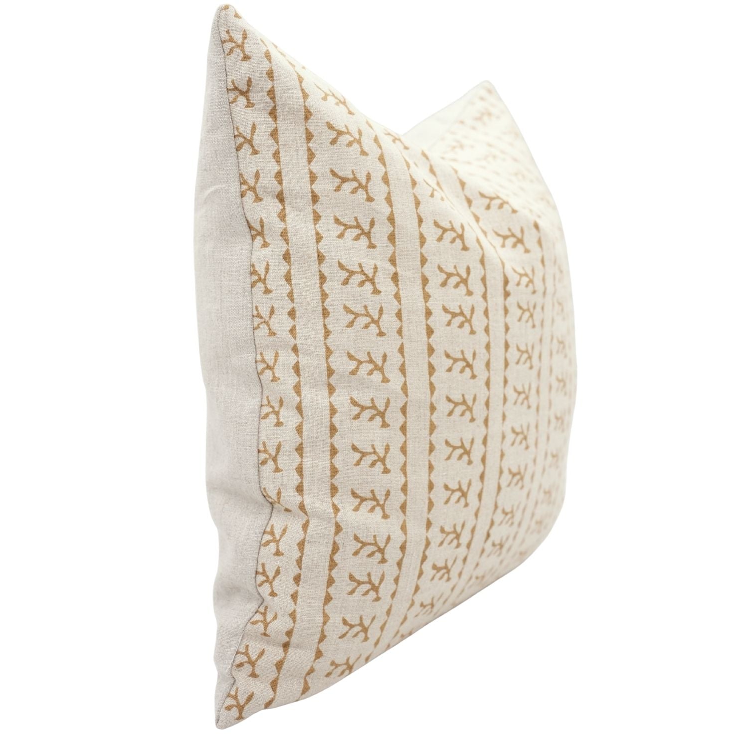 Handcrafted Mustard Vine Floral Throw Pillow Case on Premium Pure Linen Elegant Boho Farmhouse Accent - PHOOL DAALI