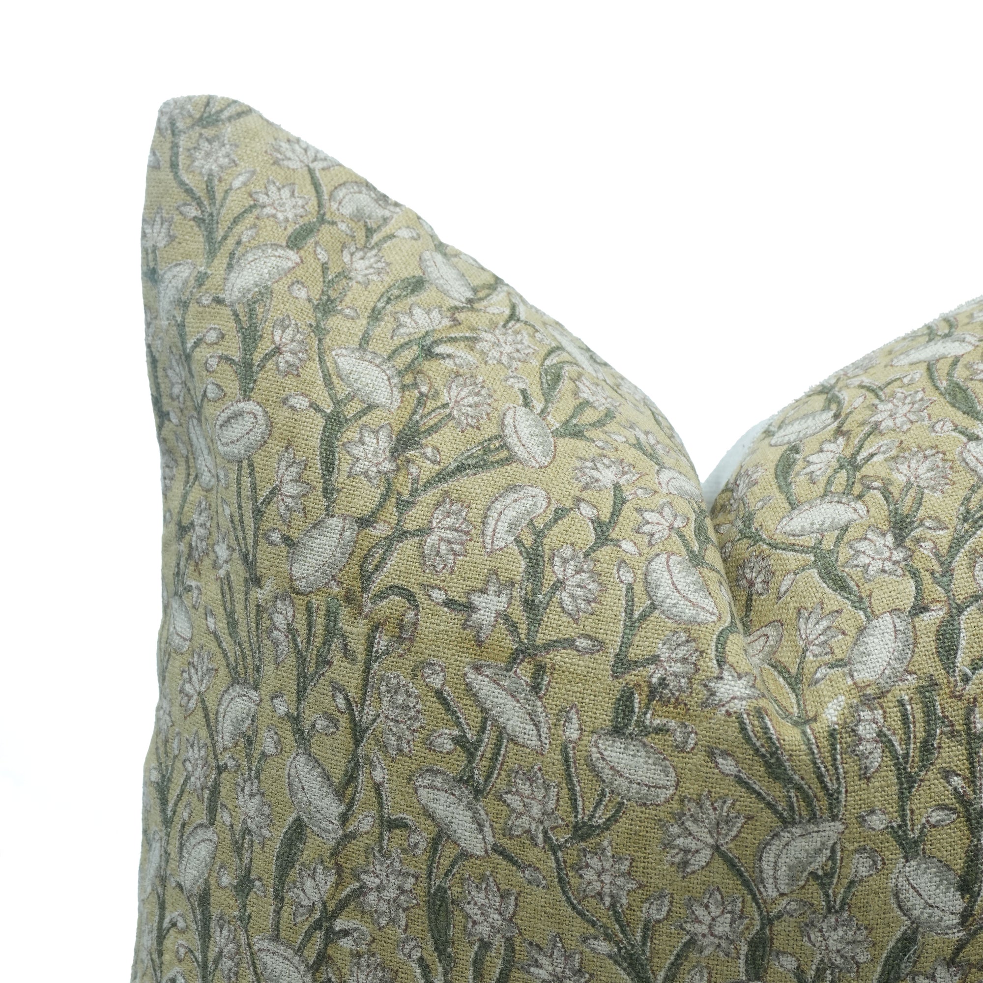 Pishta Block Print Thick Linen Sofa Cushion Cover Brown Floral