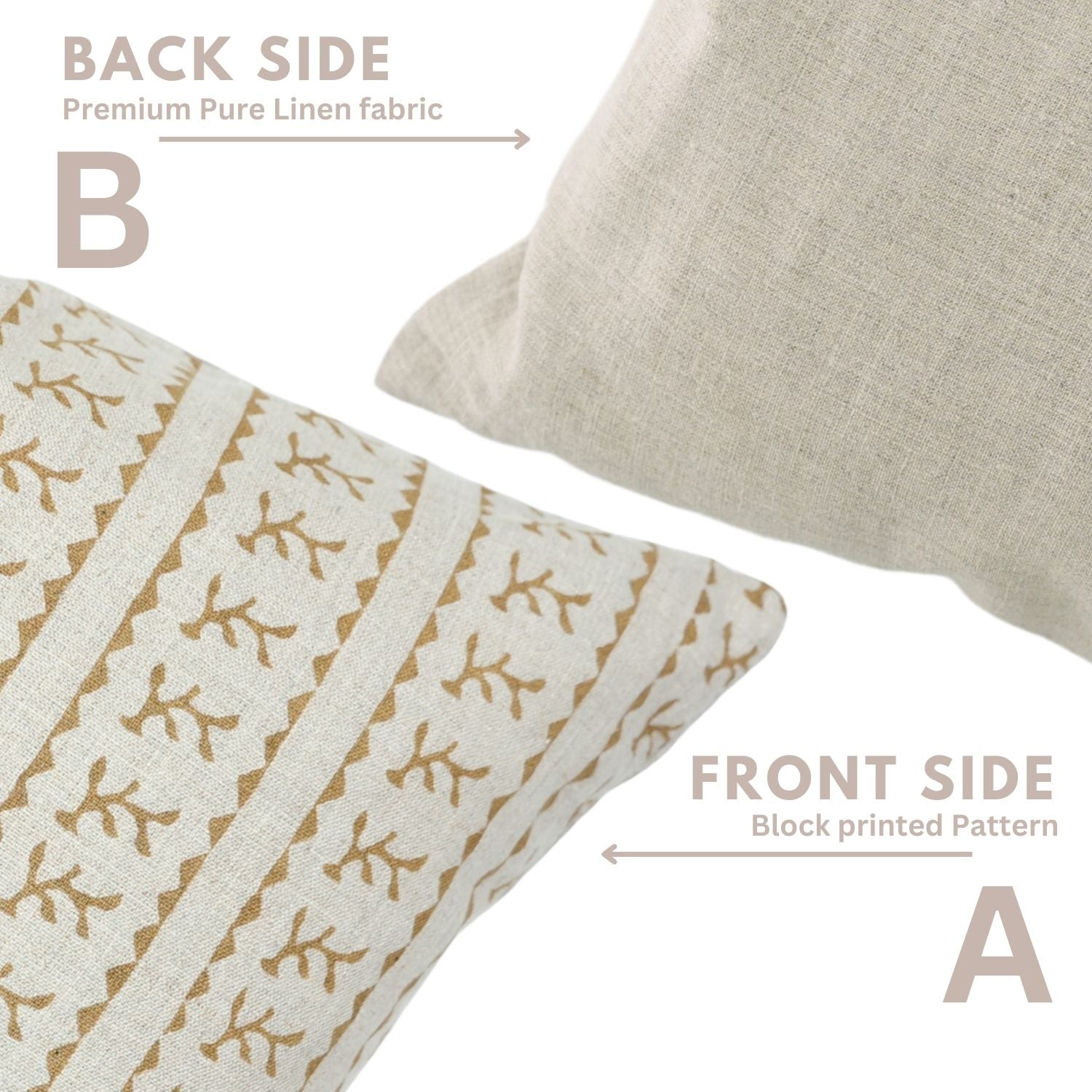 Handcrafted Mustard Vine Floral Throw Pillow Case on Premium Pure Linen Elegant Boho Farmhouse Accent - PHOOL DAALI