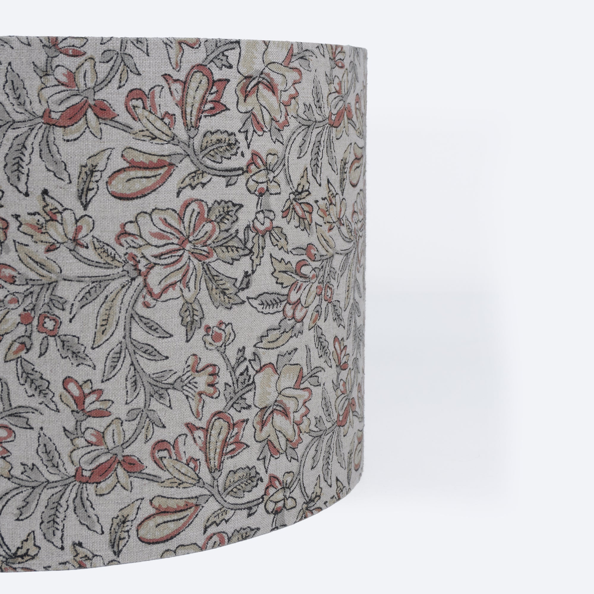 Grey Block Print Linen Traditional Decor Lampshade - Kudrat