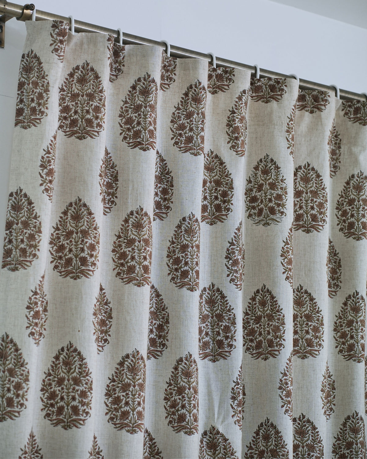 Block Printed Botanical Leaf Boho Curtain Panel - Kamal Dutta