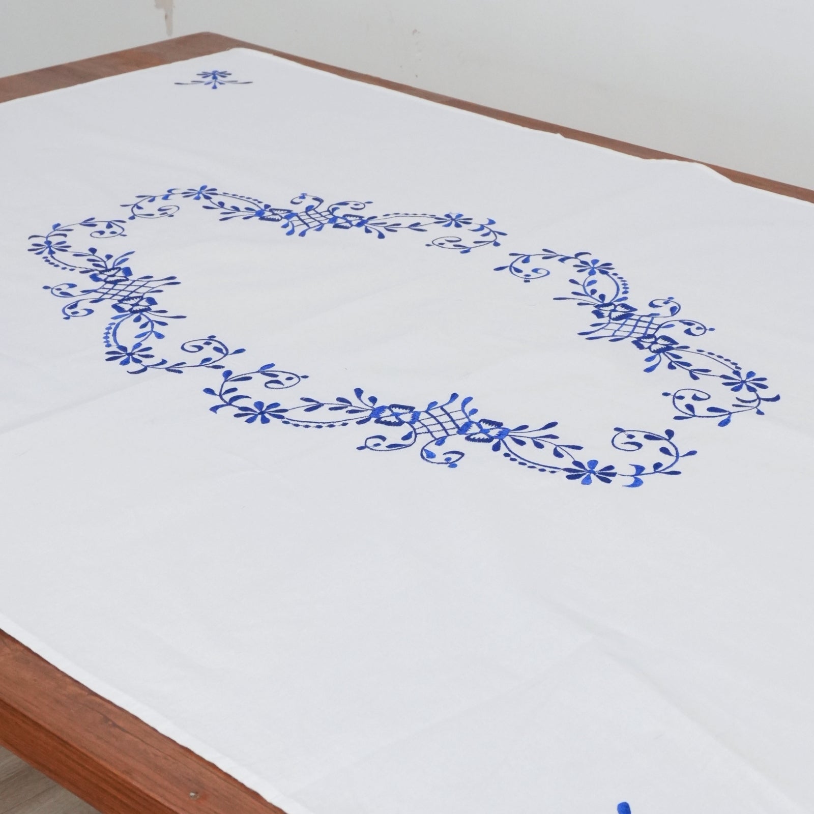 Purple Floral Boho Embroidered Cotton Table Cover | Dining Decor