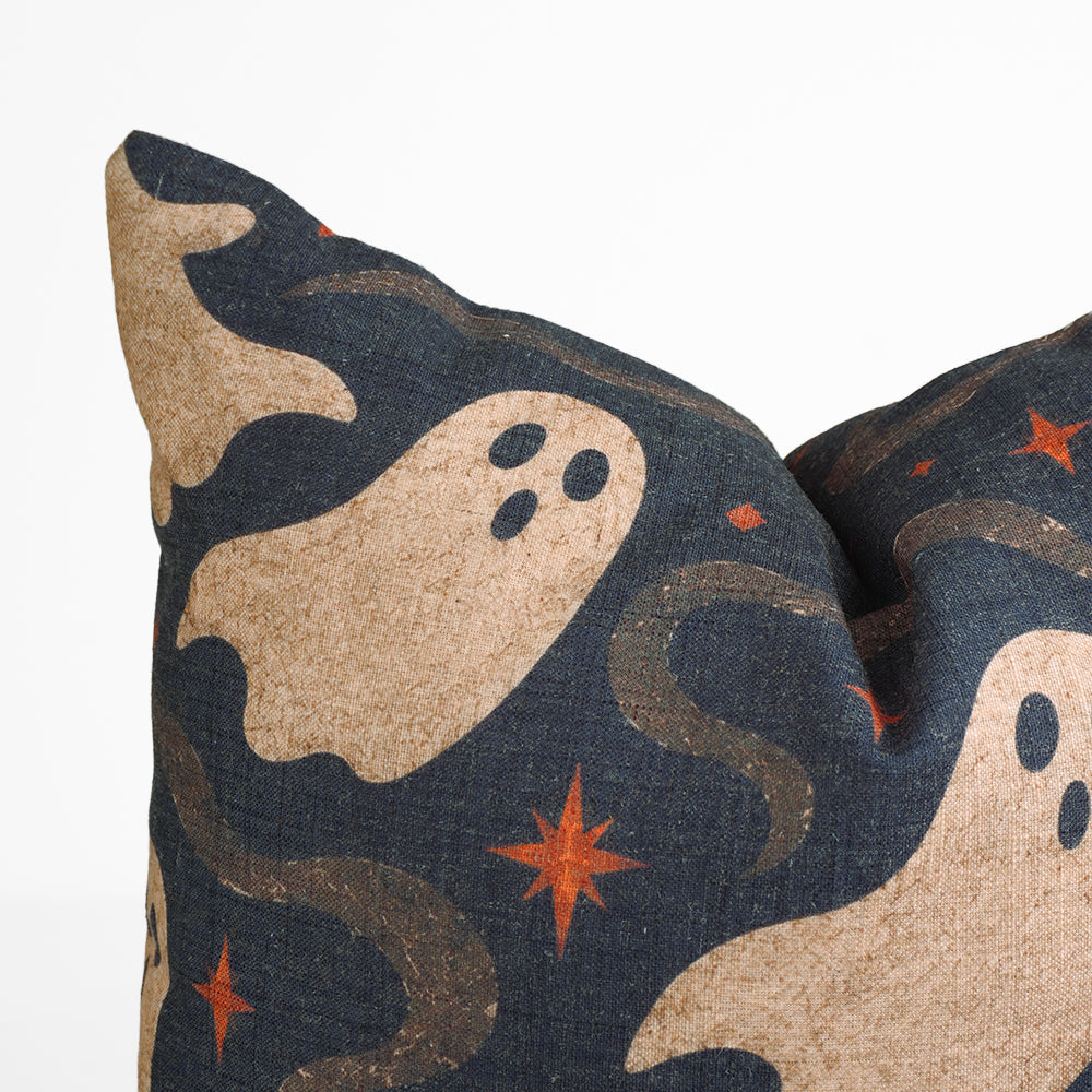  Halloween Charcoal Viscose Linen Pillow Cover - Ghostly Sparkles