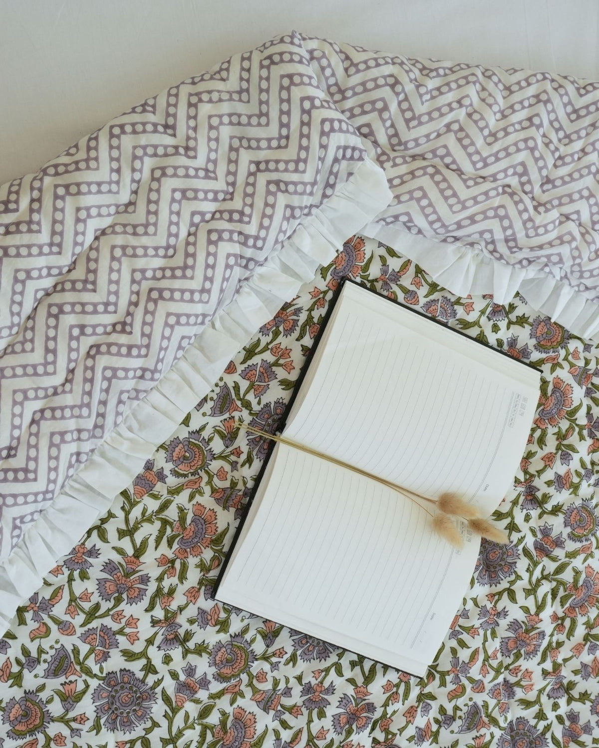 Handmade Indian Reversible Cotton Quilt - Pushaplata 