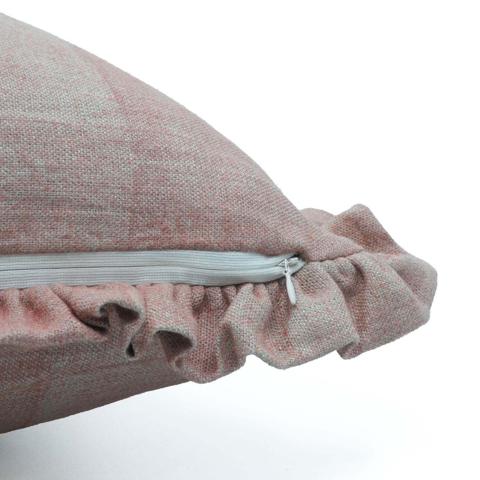 Solid Brown Frill Indoor Cushion Cover | Thick Linen