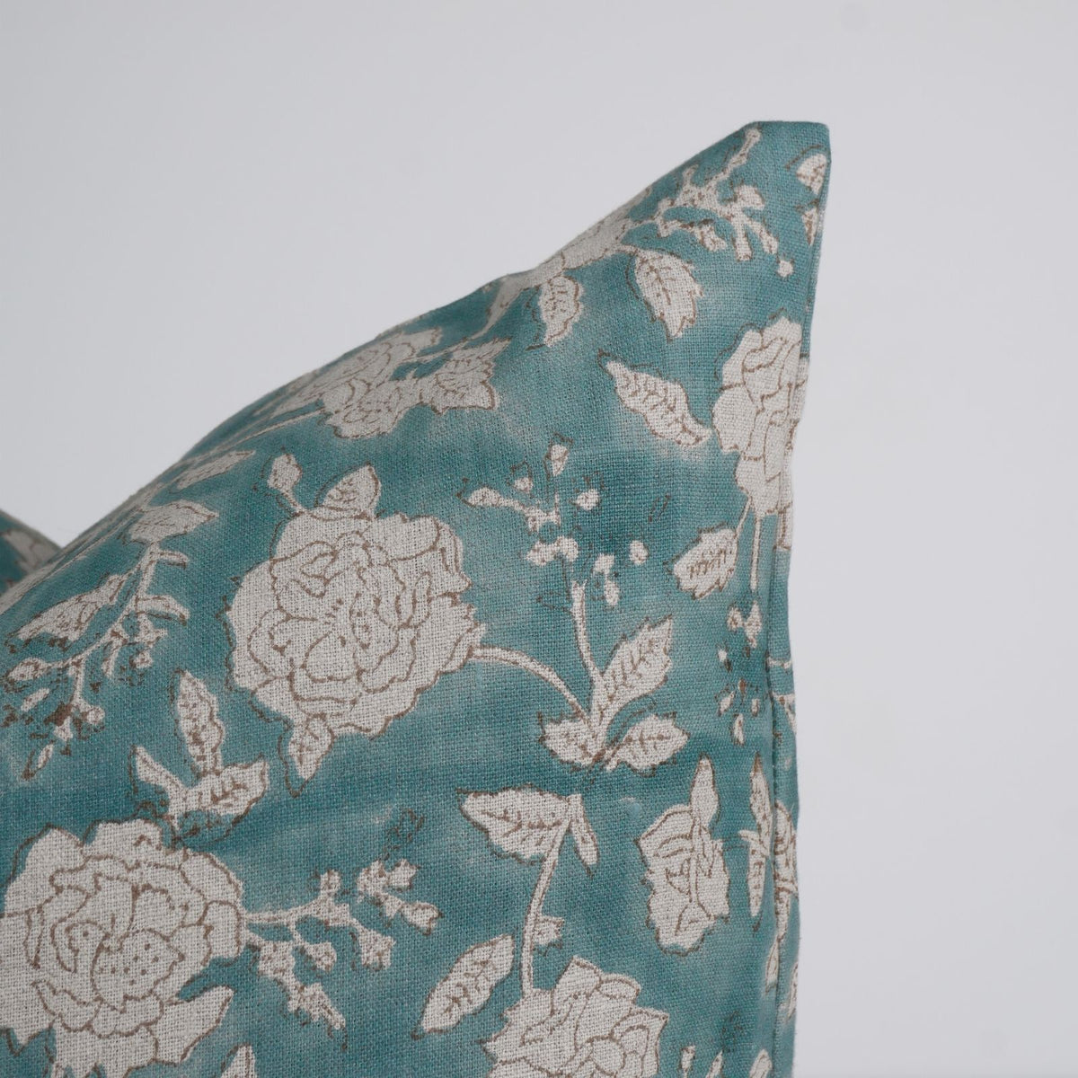 Handcrafted Decor Rameshwaram Teal Linen Pillow Cover