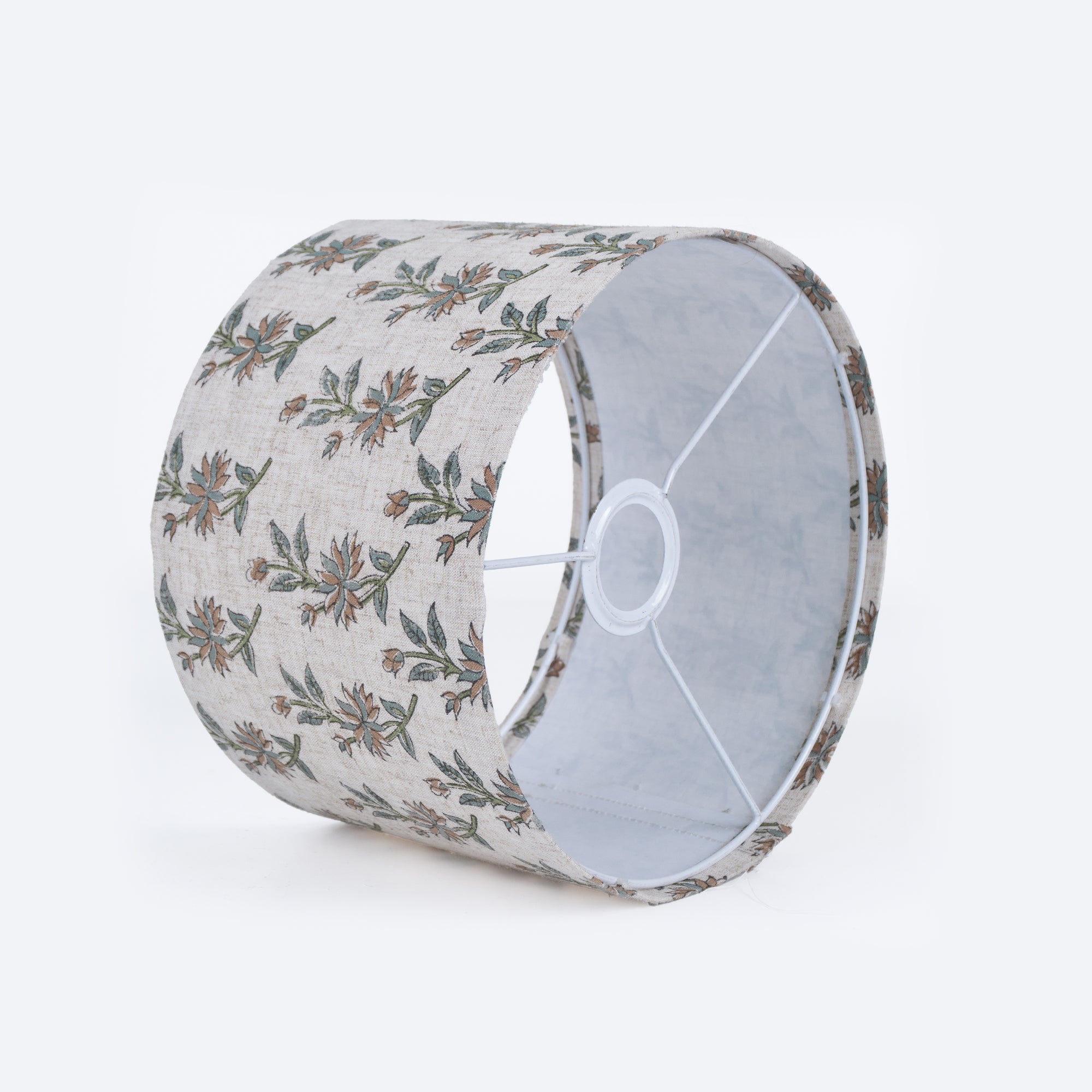 Block Printed Viscose Linen Dusty Peach Lampshade || Deepika