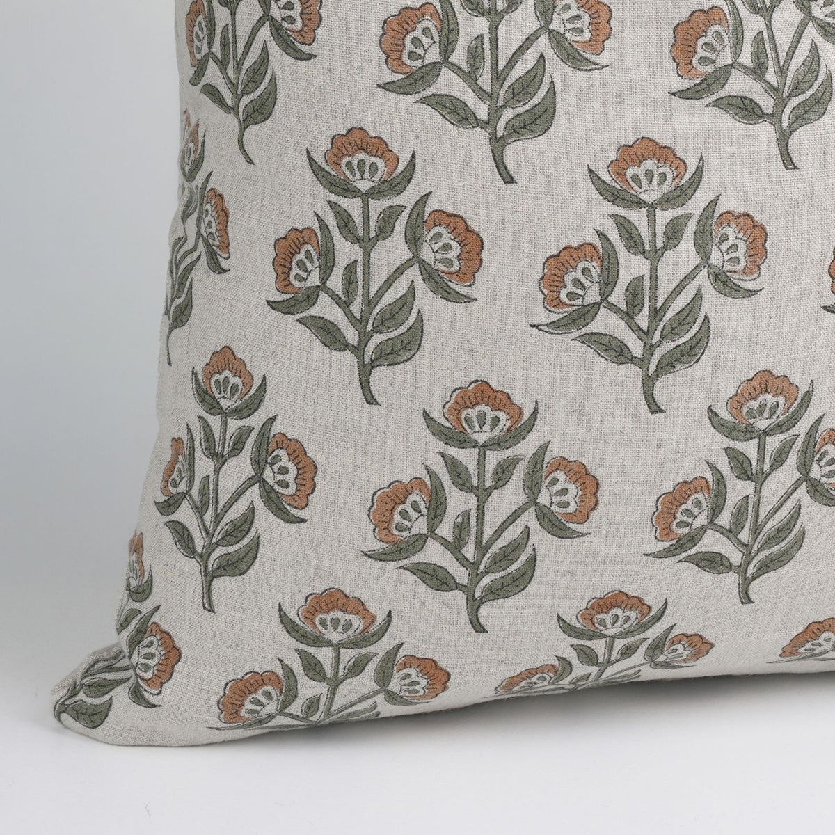 Rust Floral Pure Linen Indian Print Cushion Cover – Bael Patra
