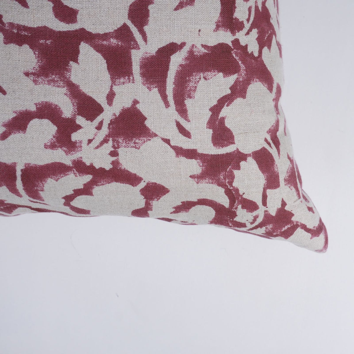 Handmade Red Floral Linen Throw Pillow Cover - Sulit