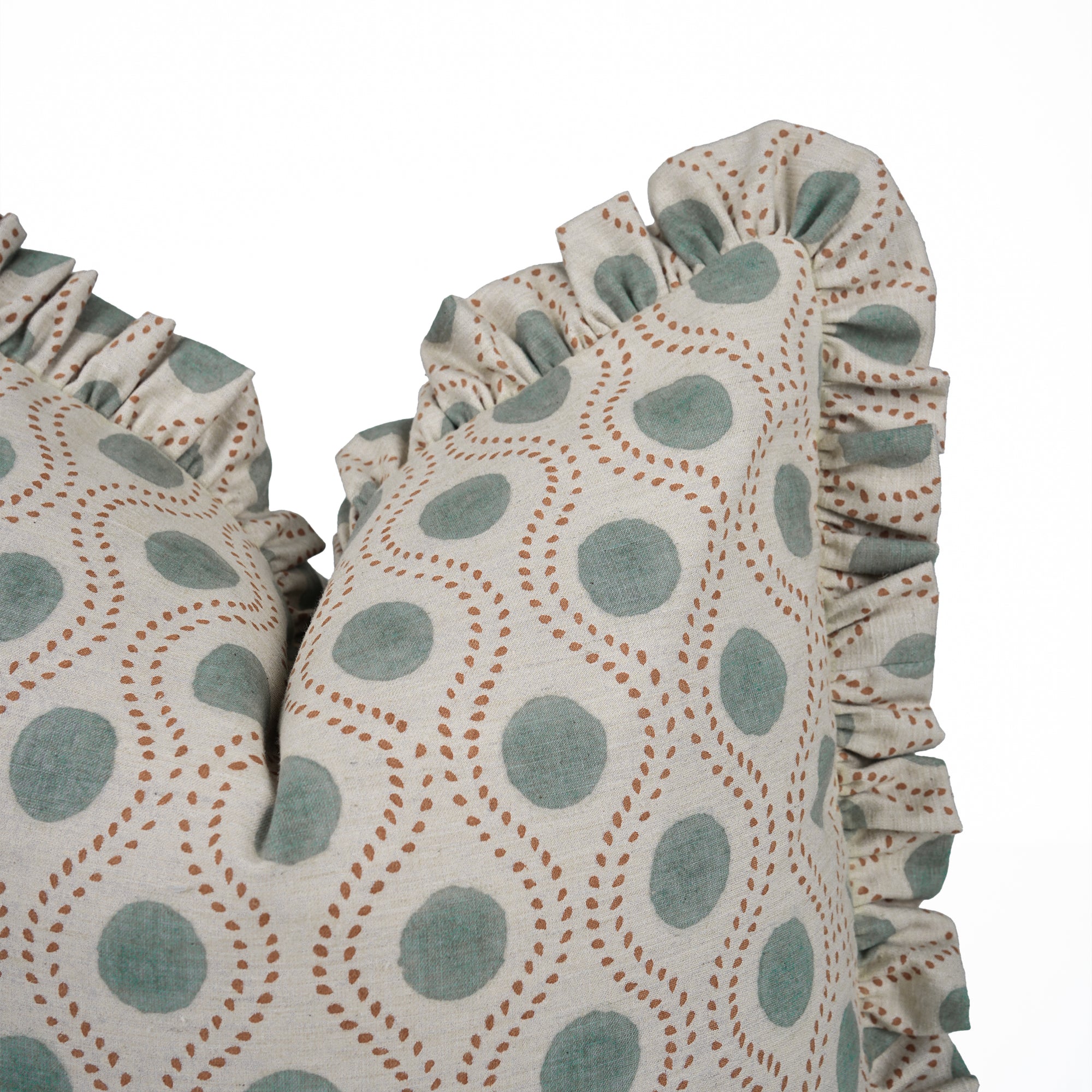 Handmade Boho Dotted Frill Pillow Cover – Rajbhog Block Print