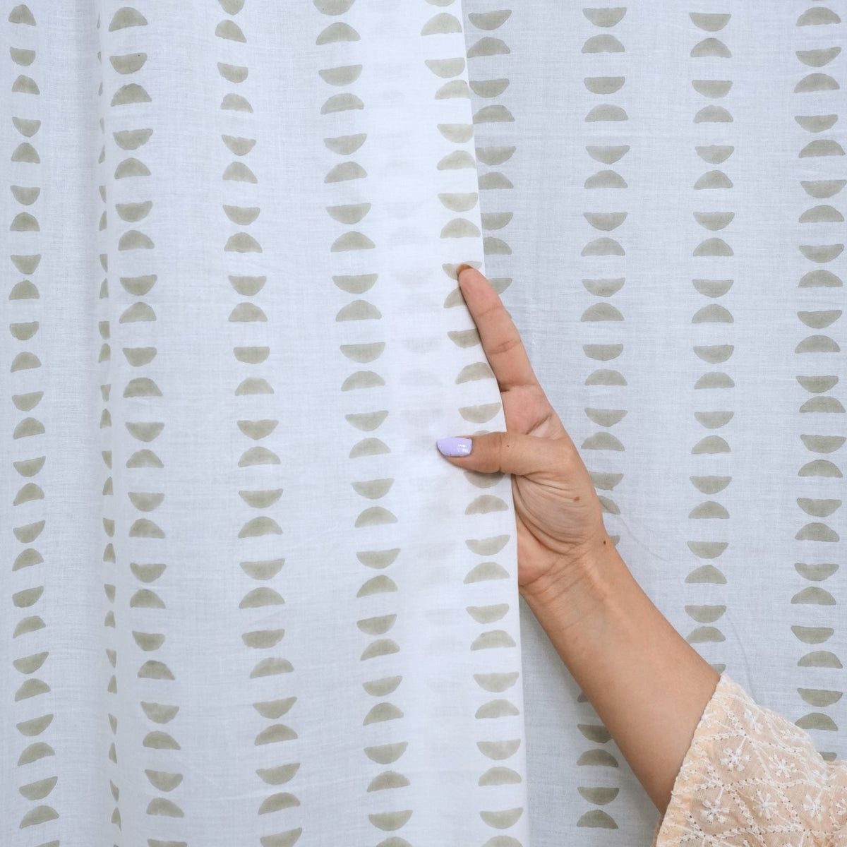 Block Printed Mustard Floral Cotton Window Curtain - Rudra