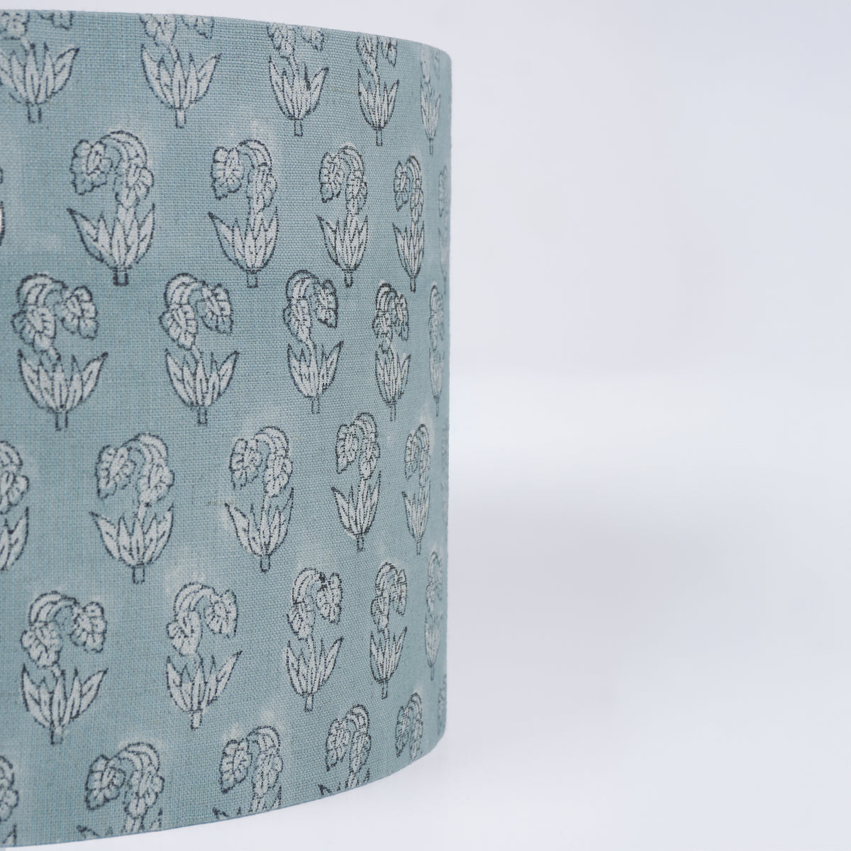 Indian Hand Printed Sage Green Floral Linen Lampshade - Superstar
