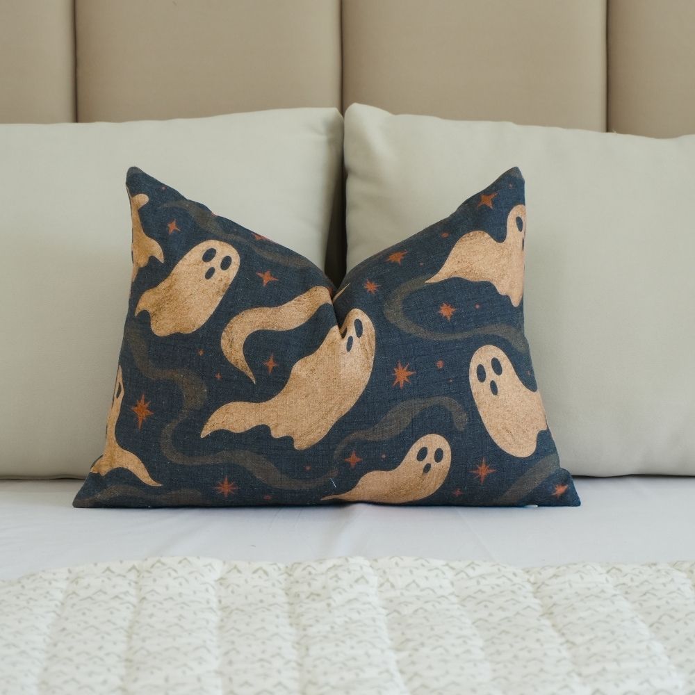 Spook Ghost Printed Boho Lumbar Cushion Cover Halloween Decor 