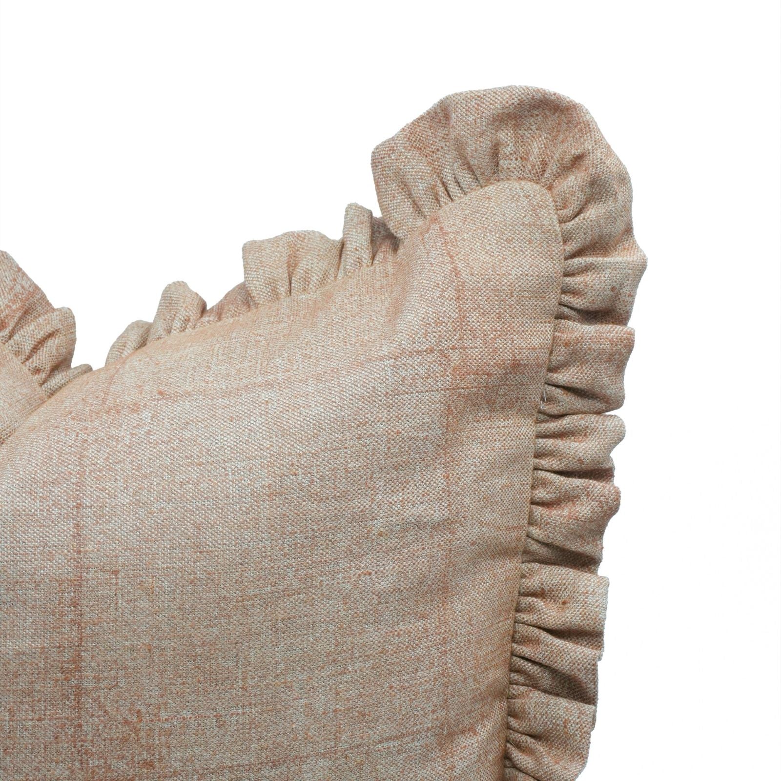 Solid Beige Thick Linen Ruffle Pillow Cover | Home Decor Accent