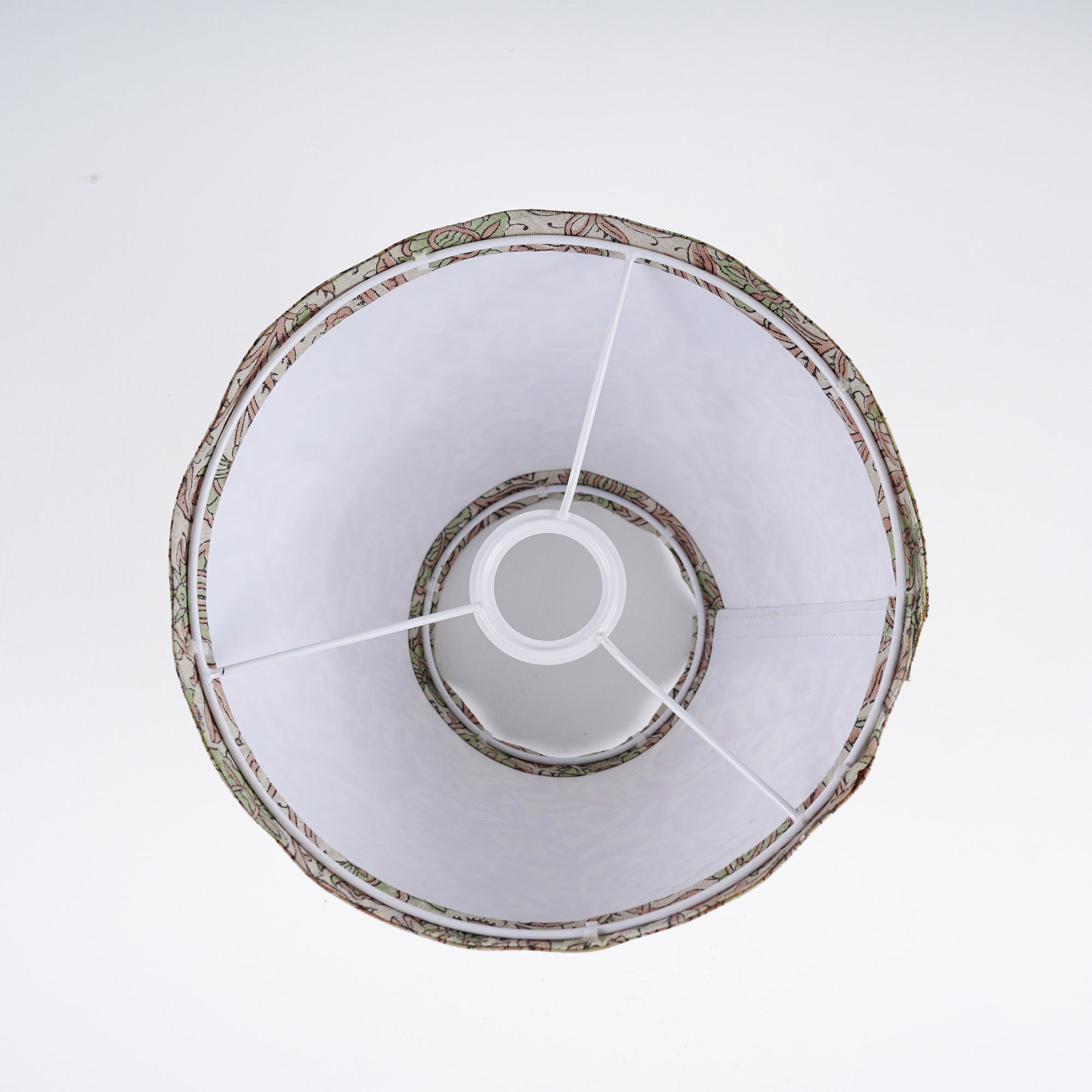 Block Print Sage Green Floral Linen Blend Lampshade - Jaipuri Jaal