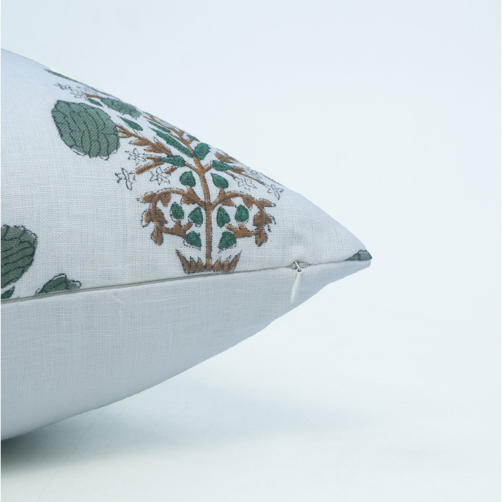 Indian Printed Pillow Cover | Gray Swadesh on Pure White Linen