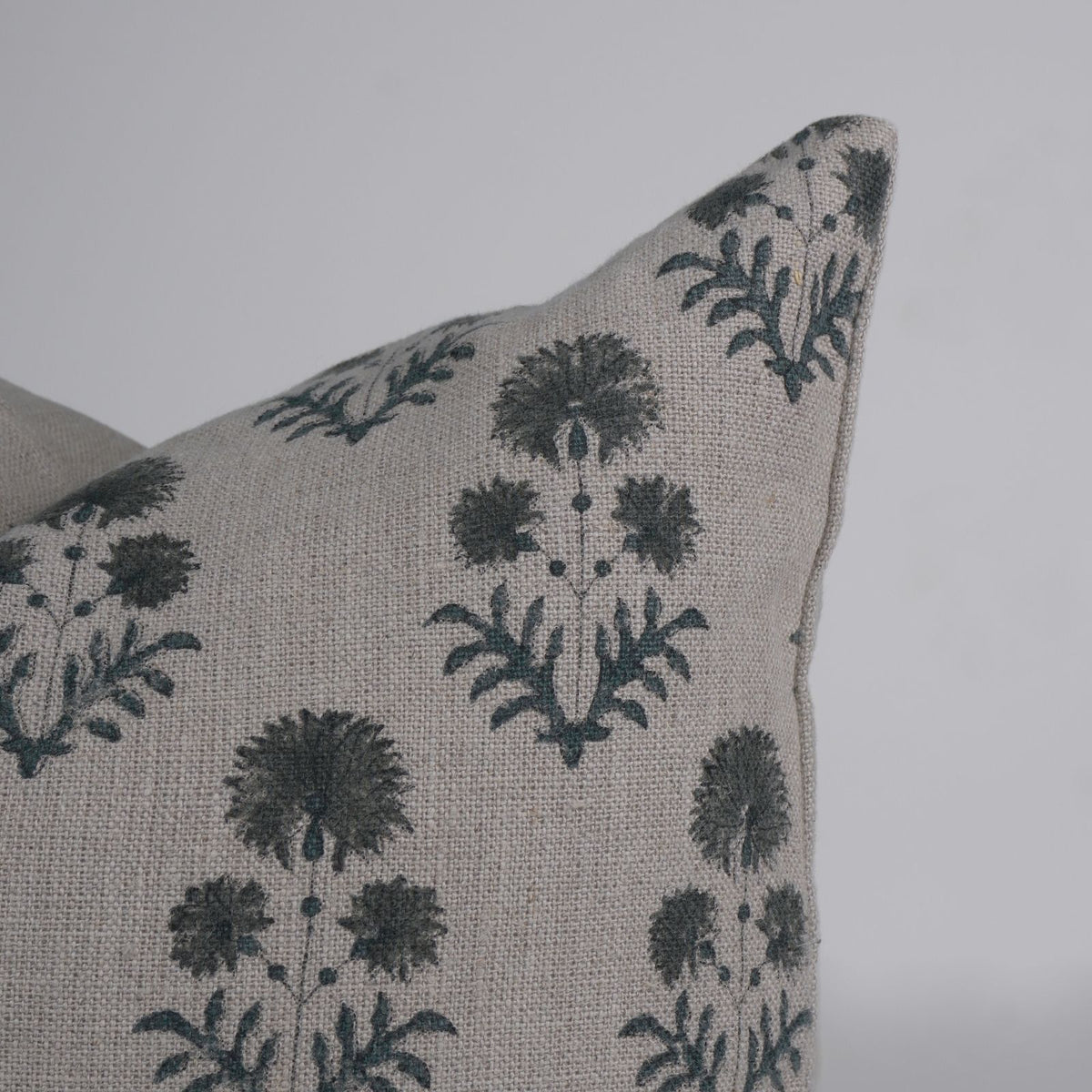 Block Print Decor Rishi Slate Grey Linen Boho Pillow Cover