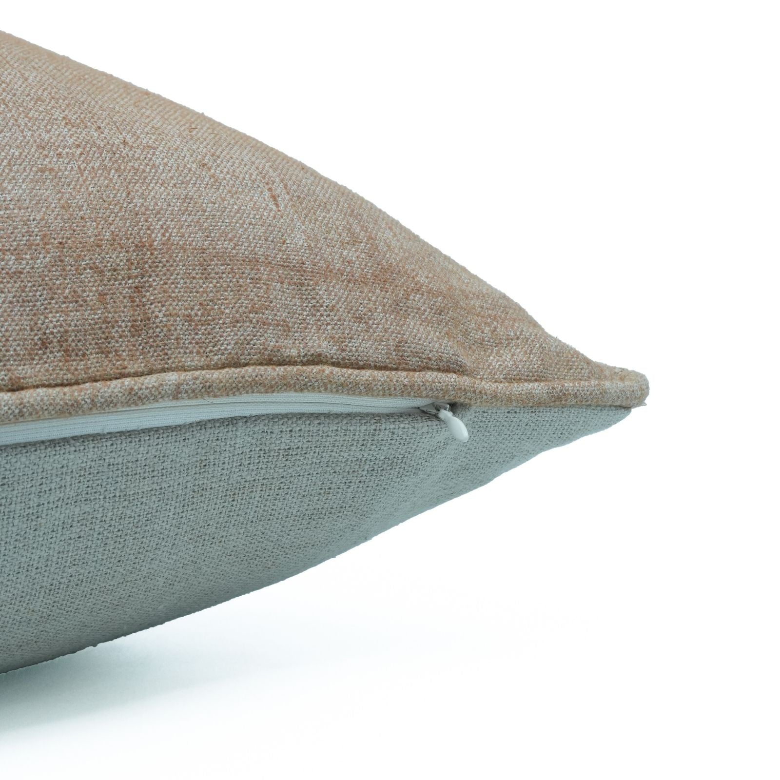 Solid Natural Beige Piping Thick Linen Pillow Cover