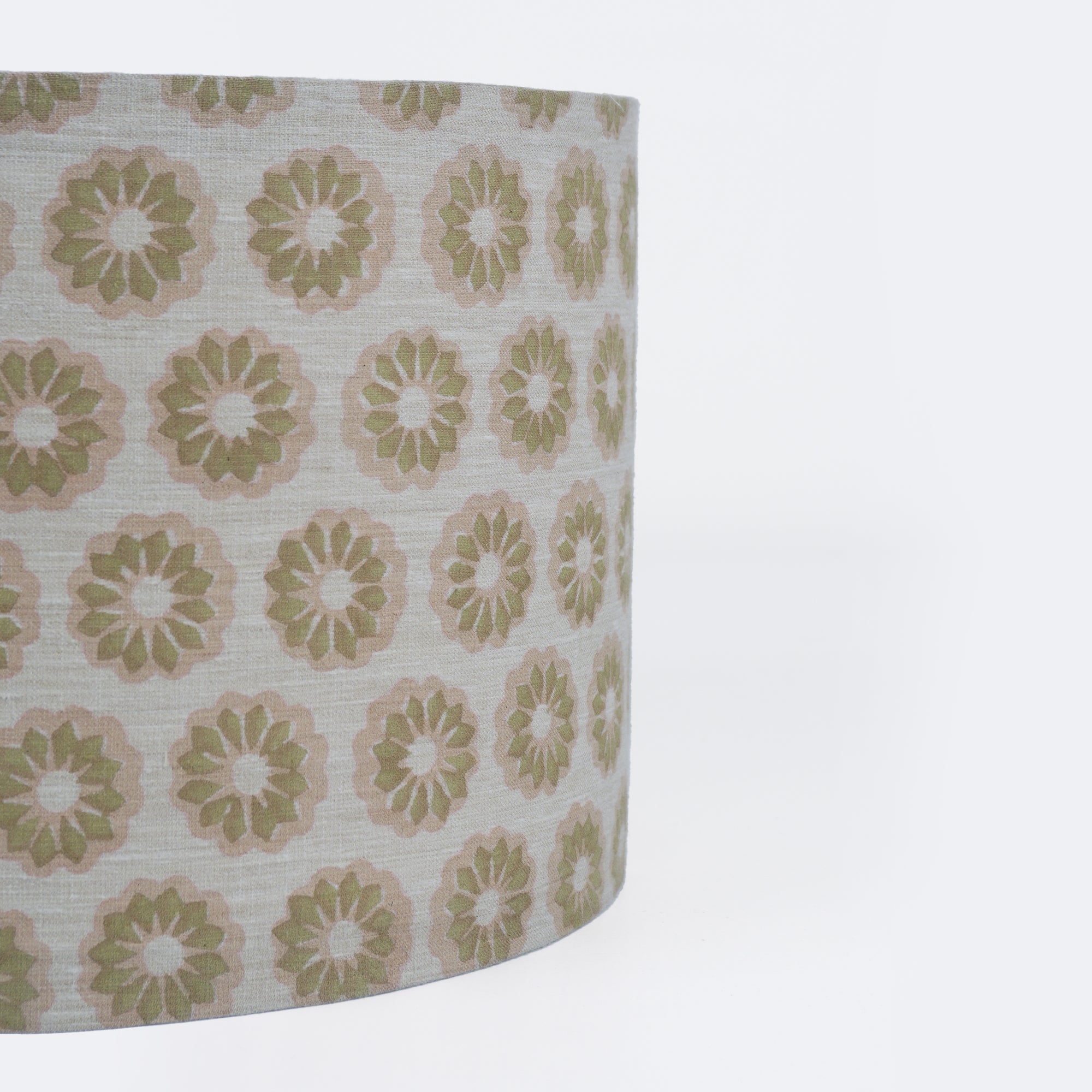 Block Print Linen Blend Dusty Pink Floral Lampshade - Bulbul
