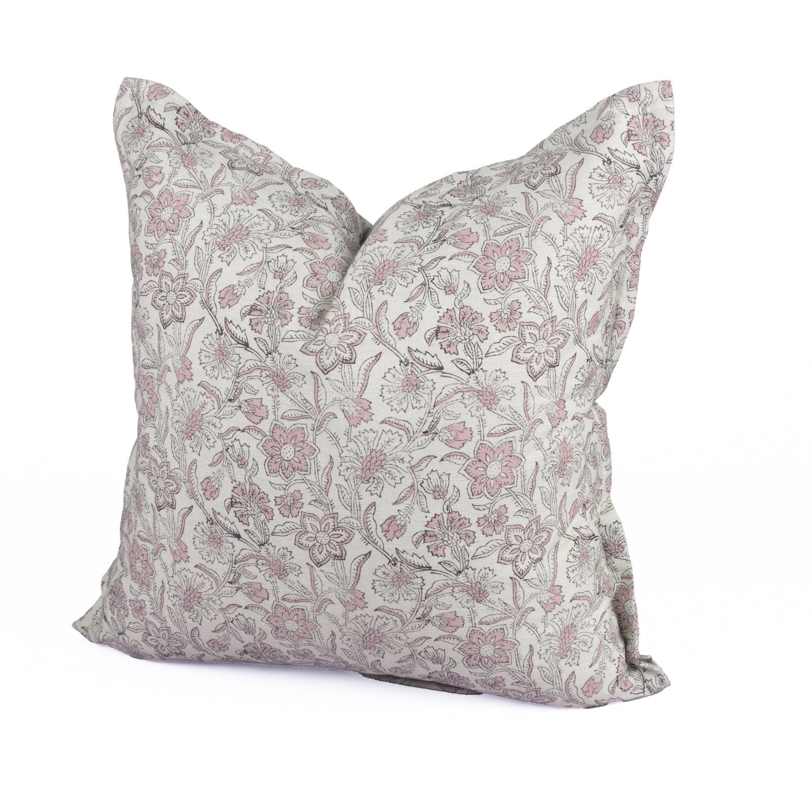 Indian Block Print Linen Blend Oxford Cushion Cover - Jarul