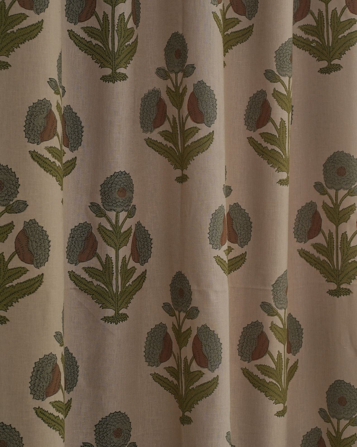 Block Print Viscose Colored Linen Ring Panel Drapery- Badshah