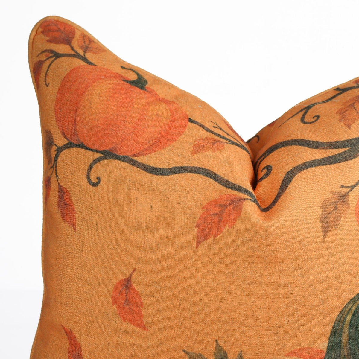 Orange Halloween Pumpkin Linen Piping Cushion Cover