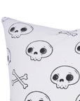Handcrafted Block Printed Black Skeleton Pillow Cover on Thick White Cotton for Living Room Decor