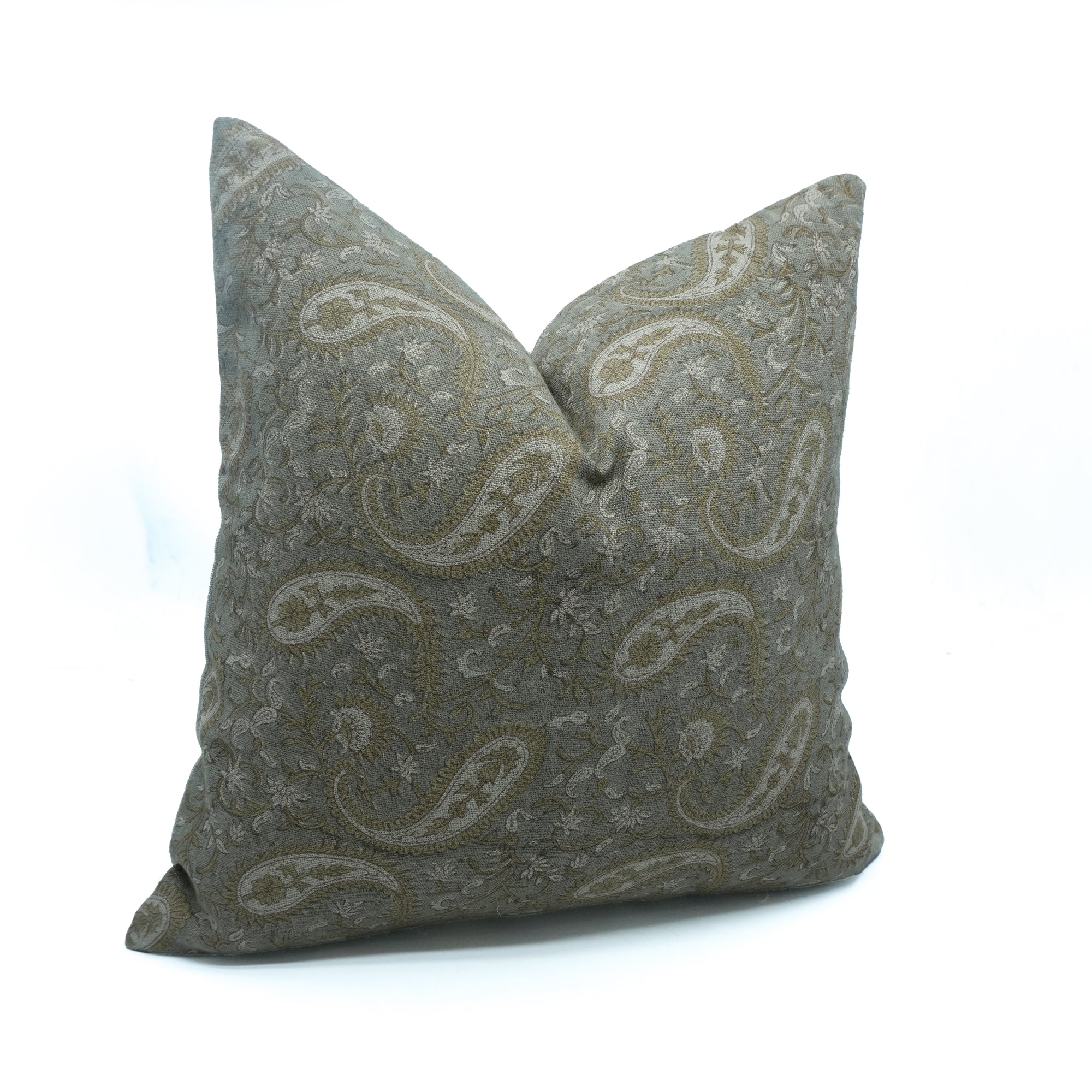 Gray Floral Kiara Indian Printed Thick Linen Cushion Case