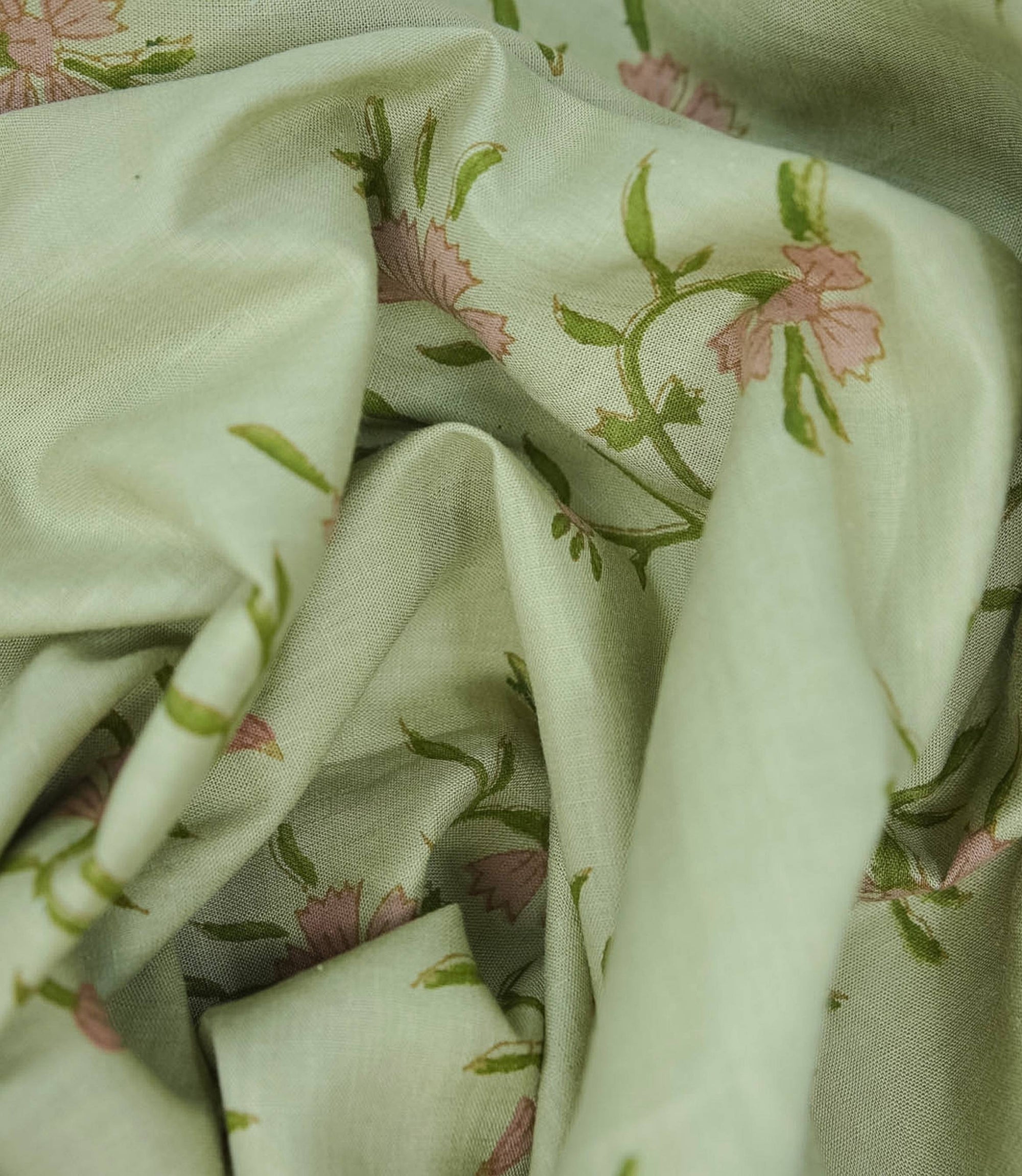 Block Print Gray Floral Linen Bedroom Window Curtains - Daisy