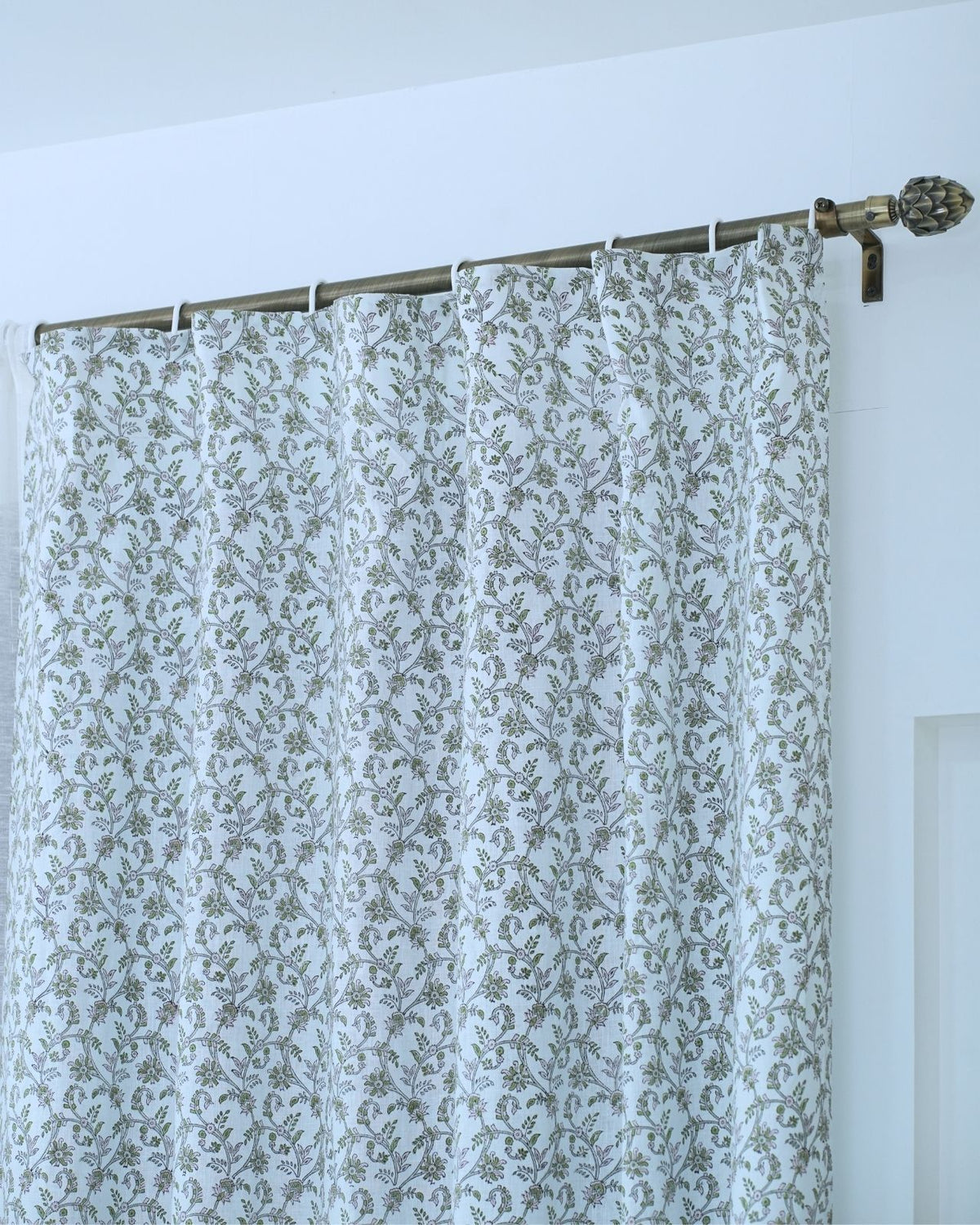 Floral Handcrafted Boho Curtain on Viscose Colored Linen || Varanasi