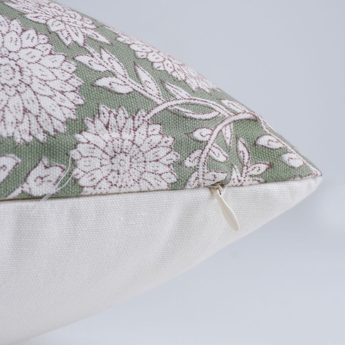 Indian Sage Floral Thick Cotton White Cushion Cover - Rajat