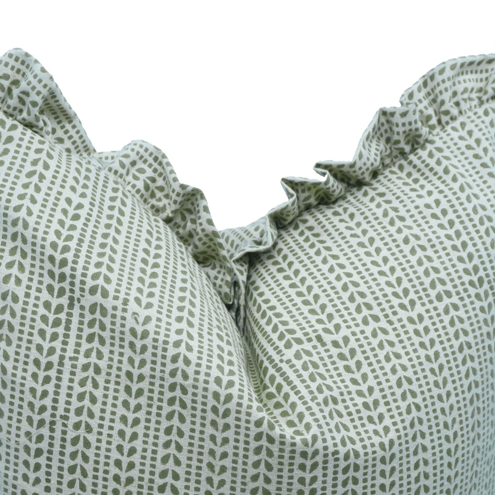 Ratanbel Linen Blend Block Print Frill Sofa Cushion Cover