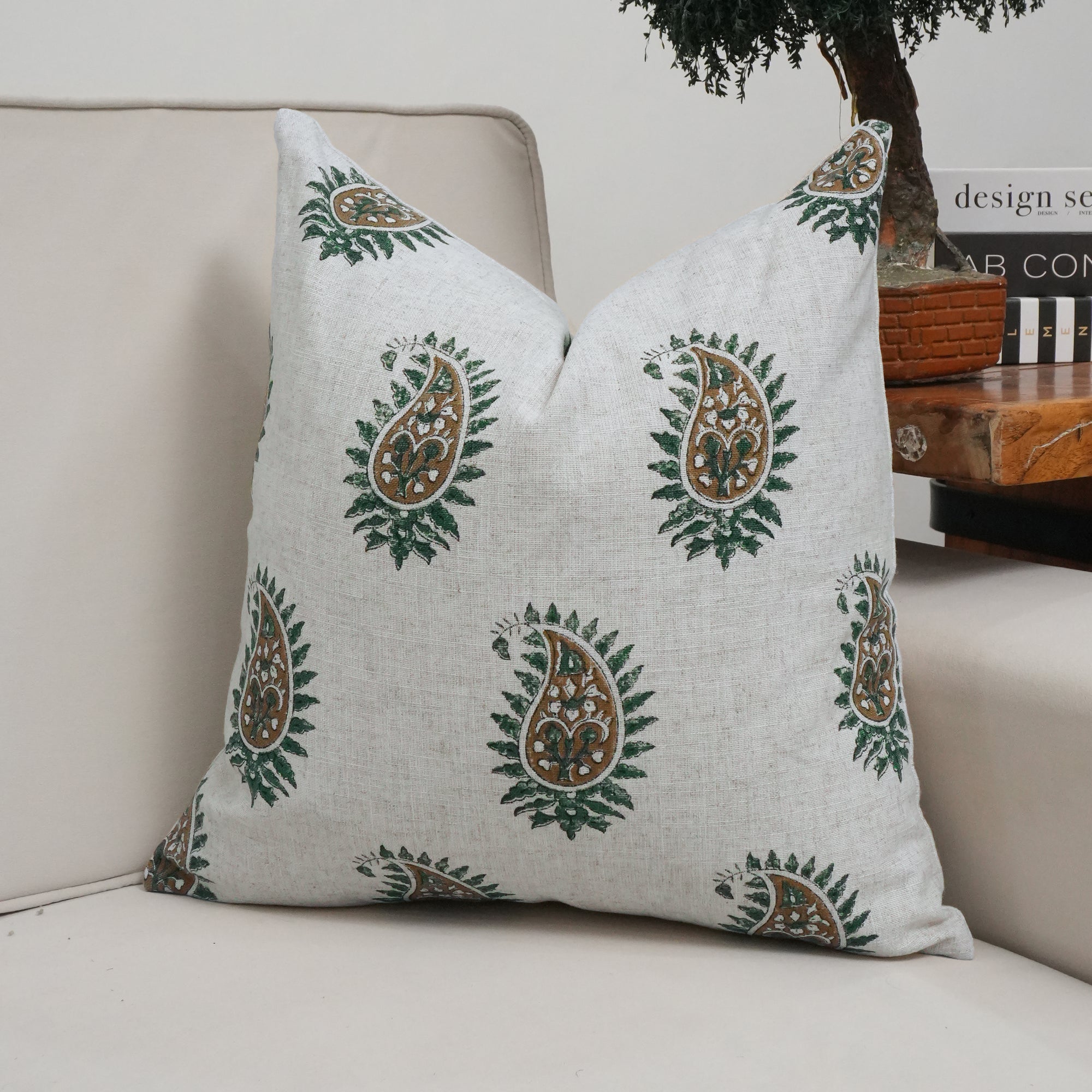 Indian Block Print Viscose Linen Throw Cover - Lakshita