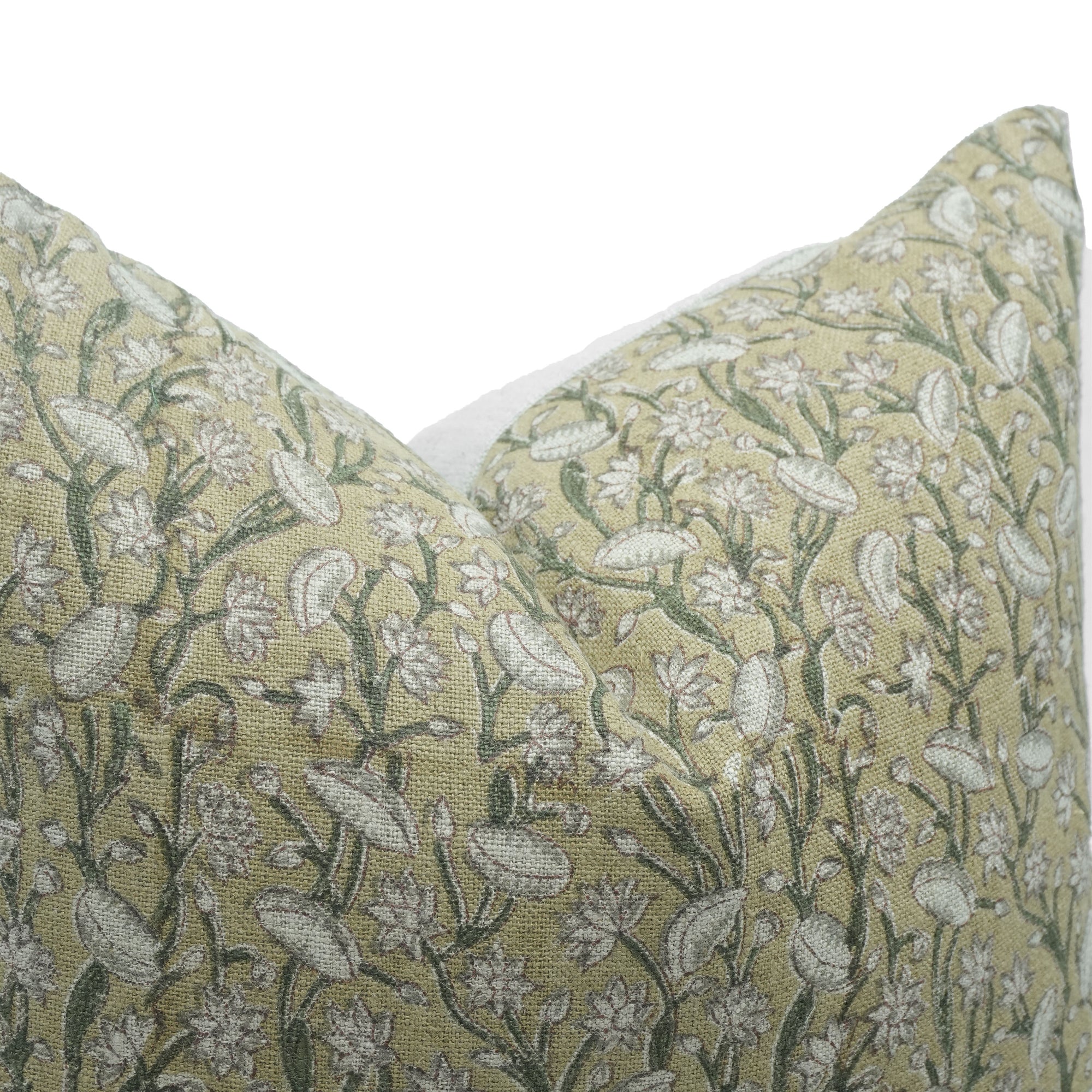 Pishta Block Print Thick Linen Sofa Cushion Cover Brown Floral