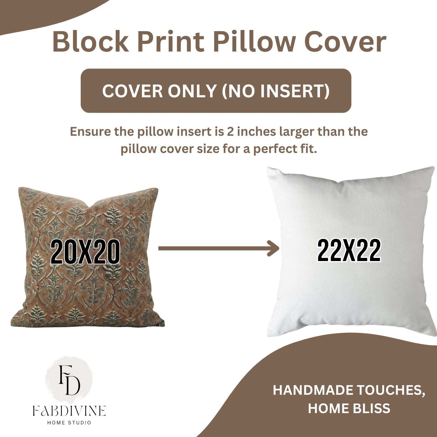 Block Printed Floral Handcrafted Thick Linen Indoor Pillow Cover - Vishal Pushp