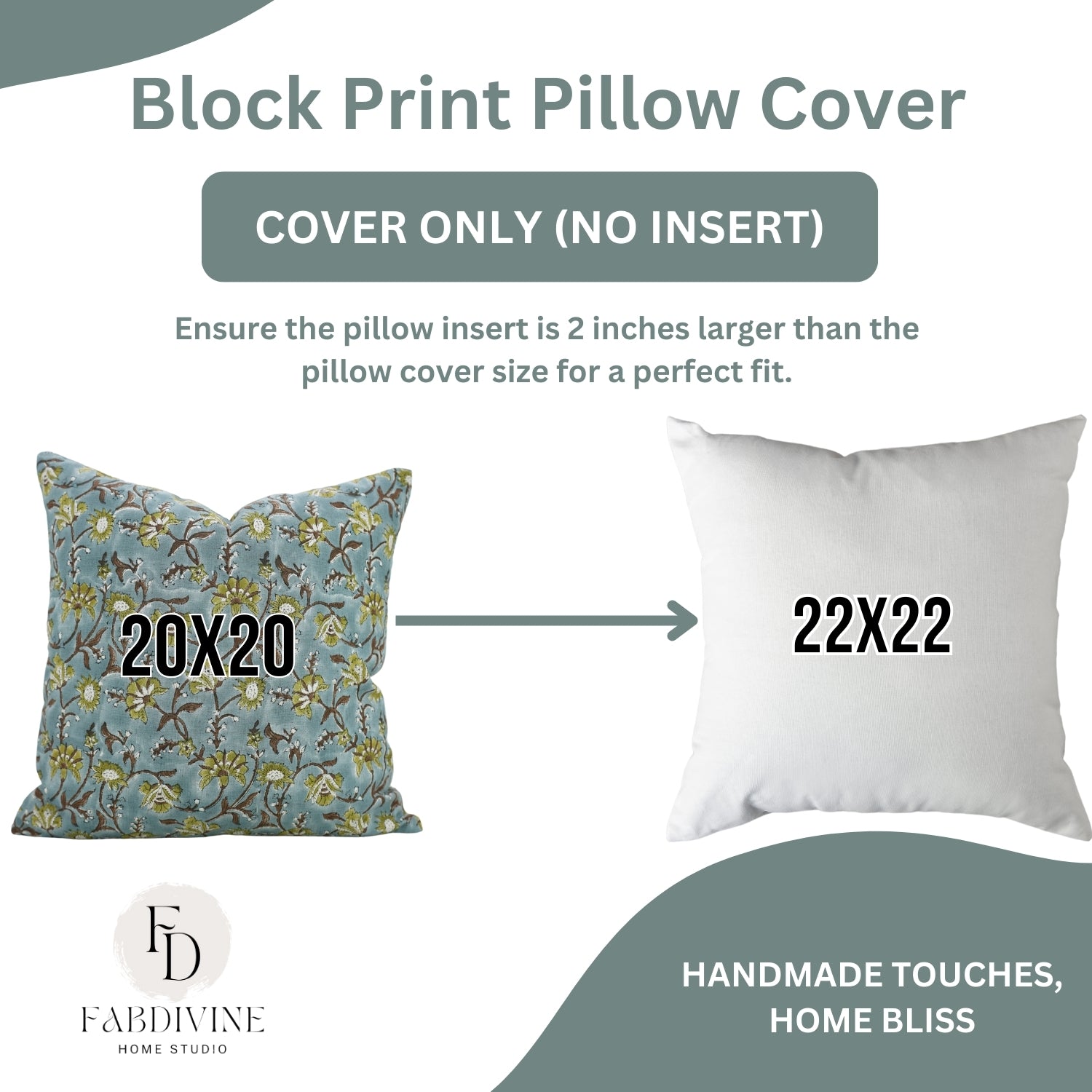 Sustainable Floral Throw Pillow Cover Block Printed Viscous Linen - Naayab