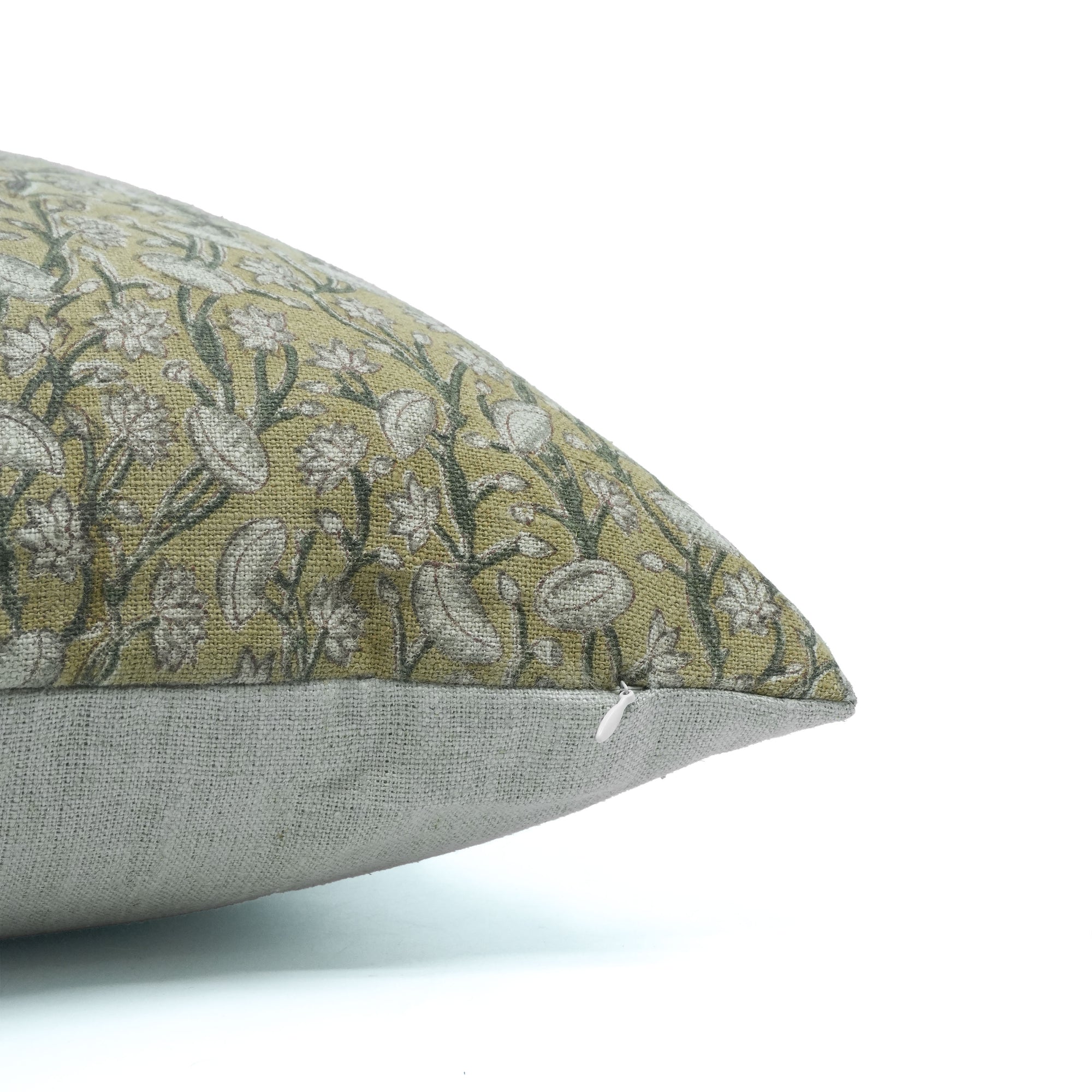 Pishta Block Print Thick Linen Sofa Cushion Cover Brown Floral