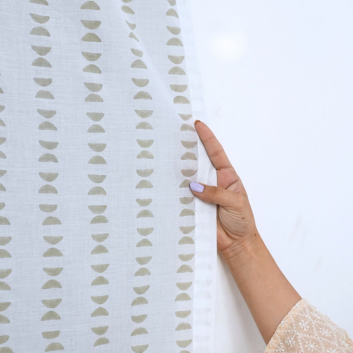 Block Printed Mustard Floral Cotton Window Curtain - Rudra