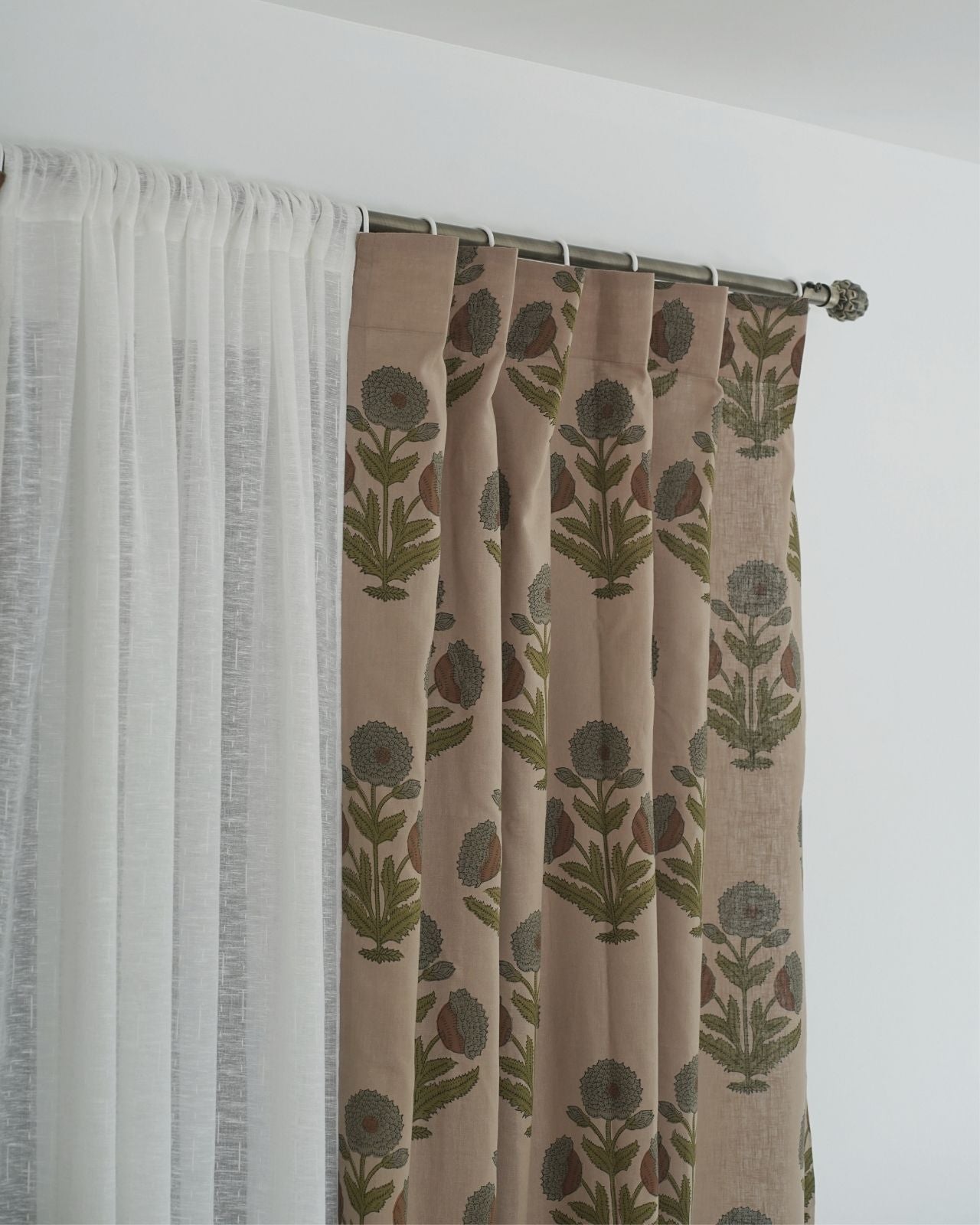 Block Print Viscose Colored Linen Ring Panel Drapery- Badshah