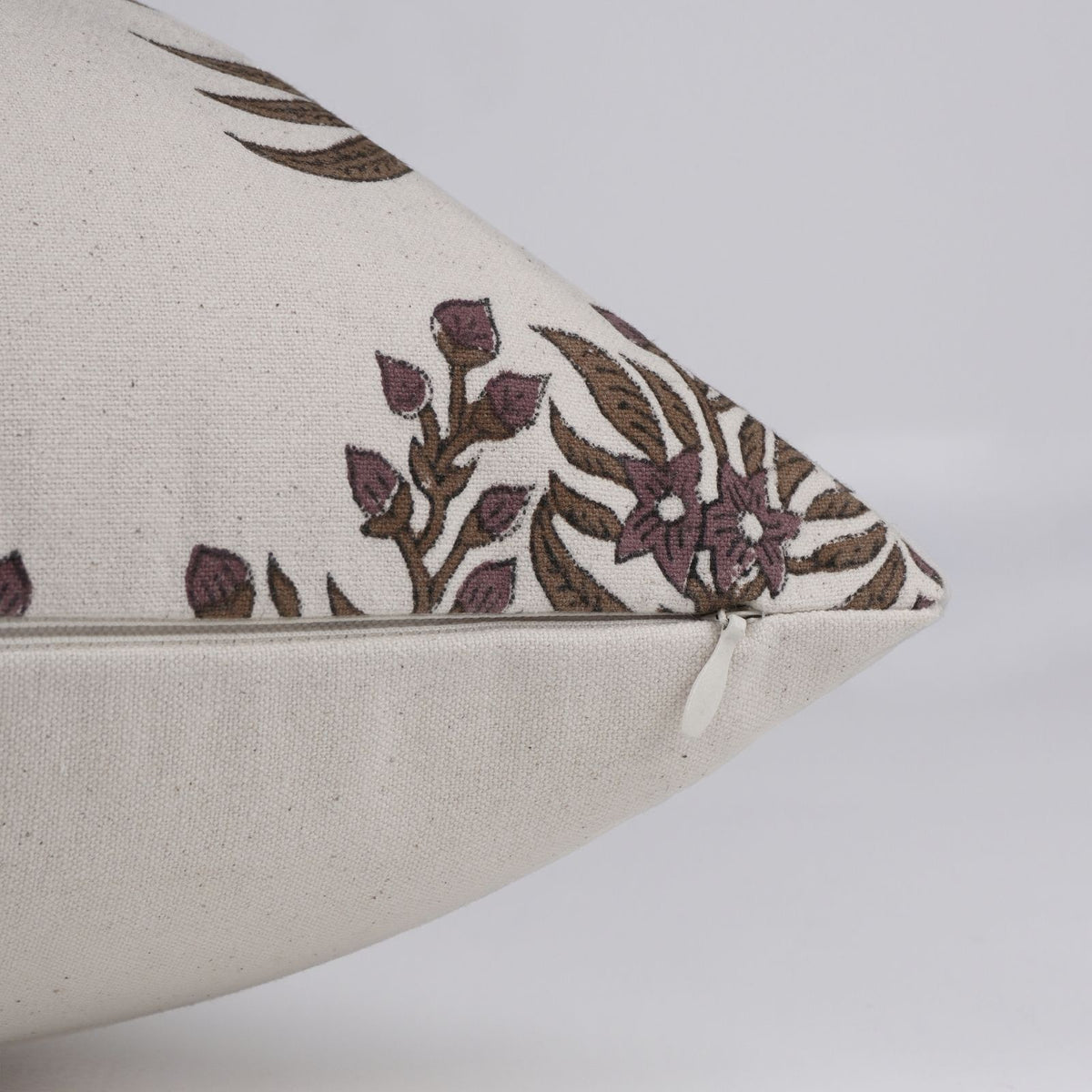 Virandavan Botanical Duck Canvas Block Print Throw Pillow 