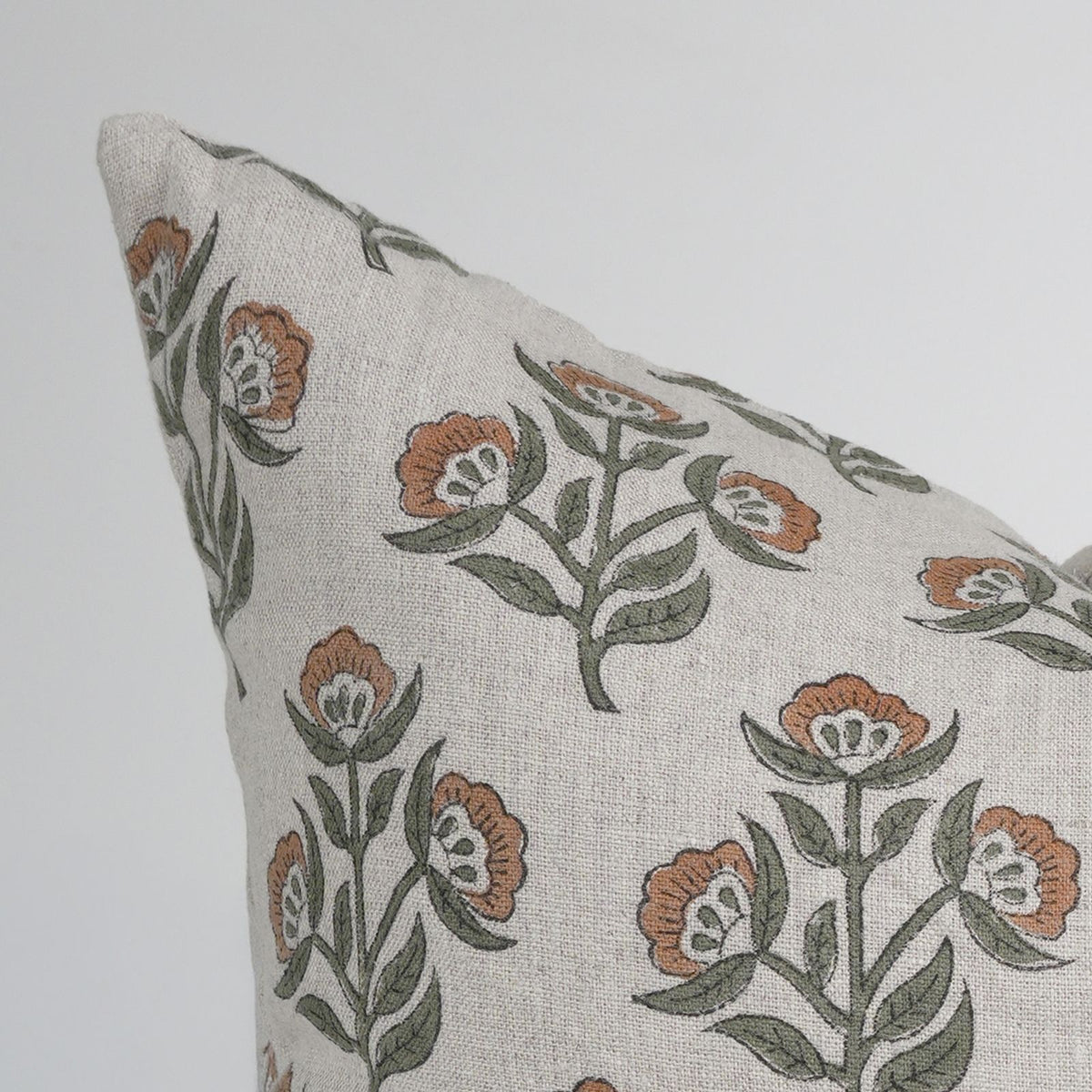Rust Floral Pure Linen Indian Print Cushion Cover – Bael Patra