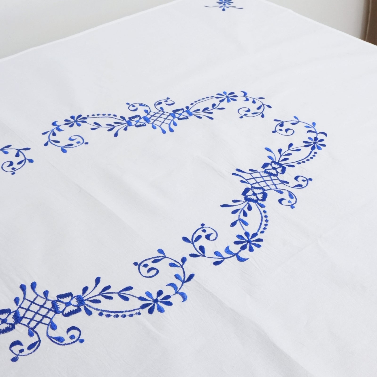 Purple Floral Boho Embroidered Cotton Table Cover | Dining Decor