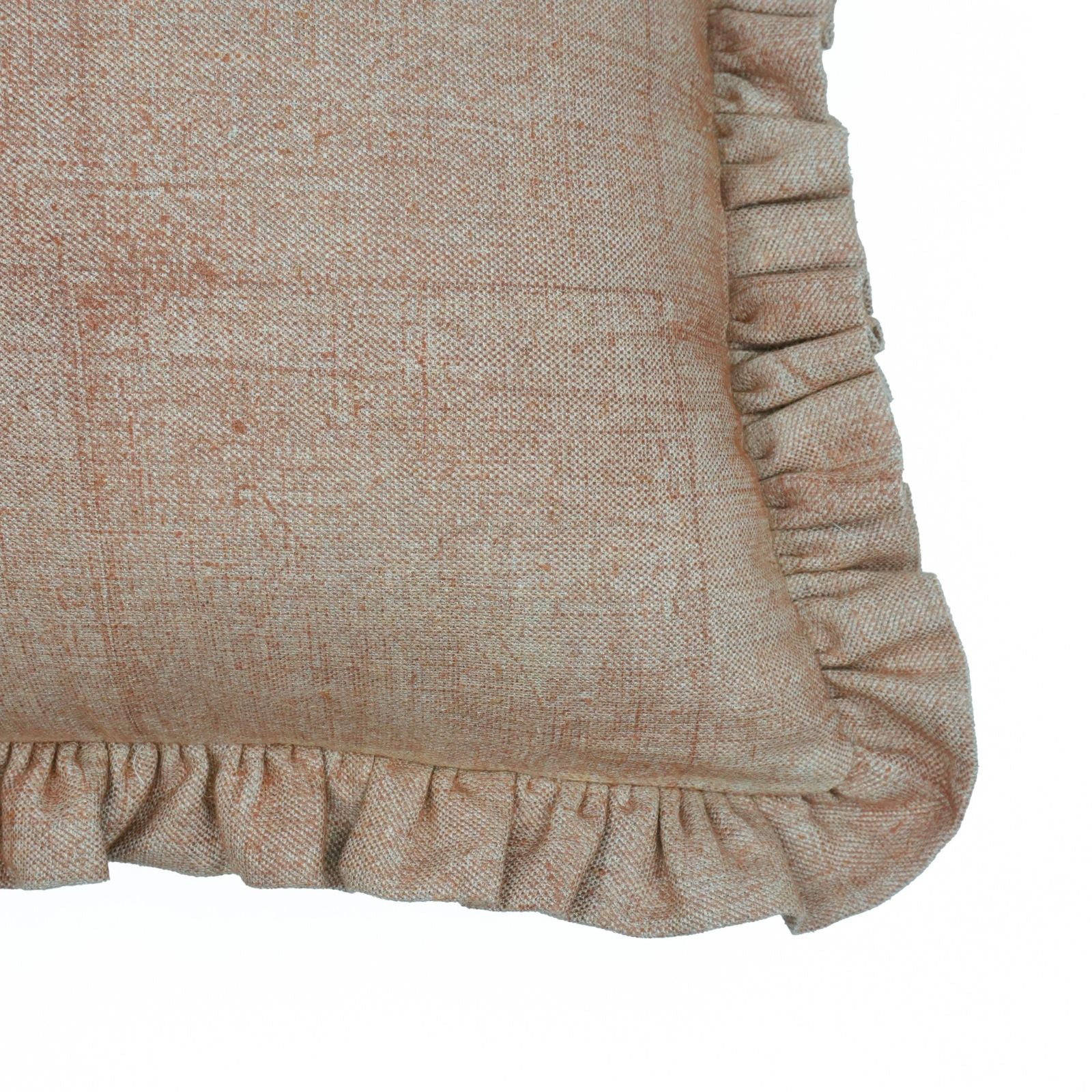 Solid Beige Thick Linen Ruffle Pillow Cover | Home Decor Accent