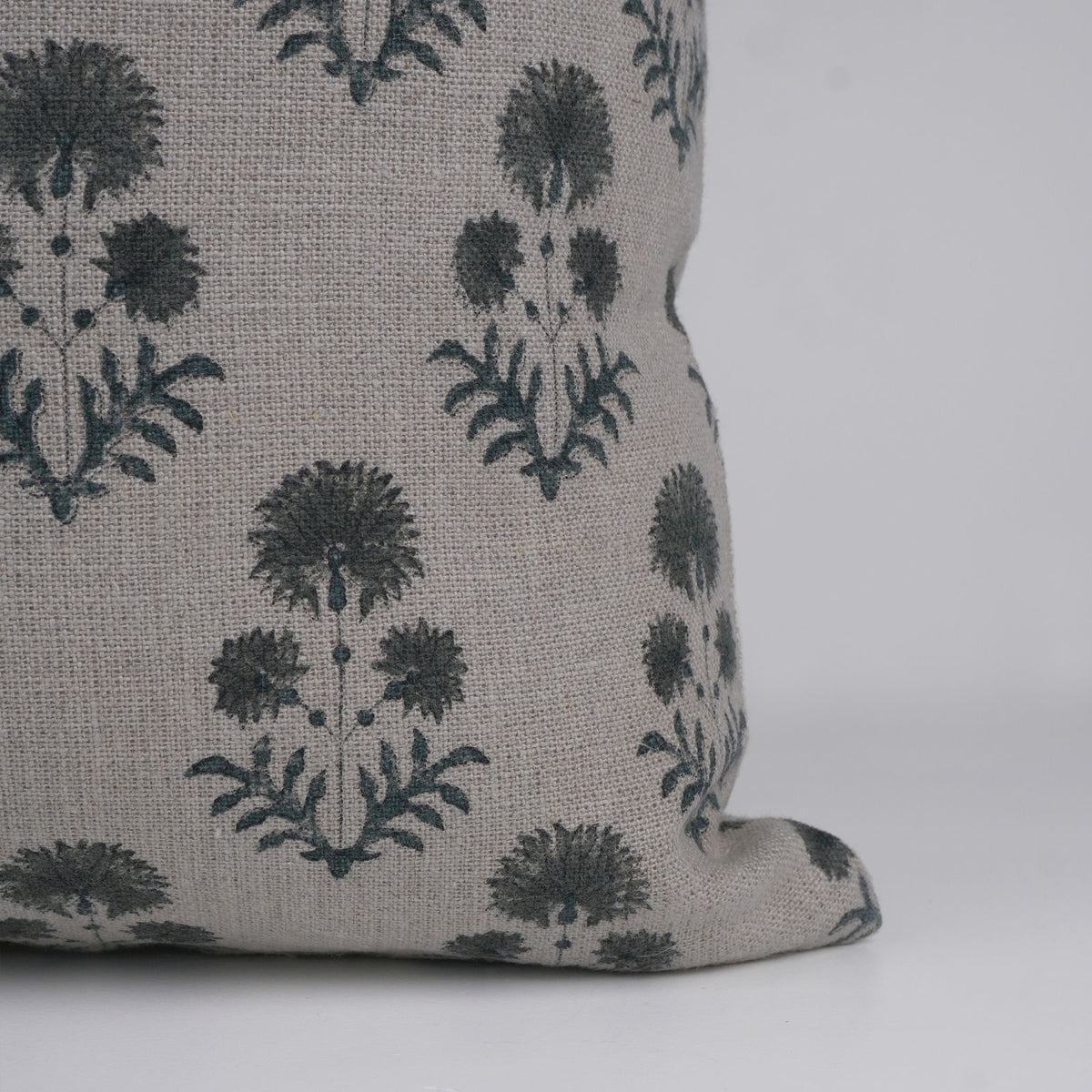 Block Print Decor Rishi Slate Grey Linen Boho Pillow Cover