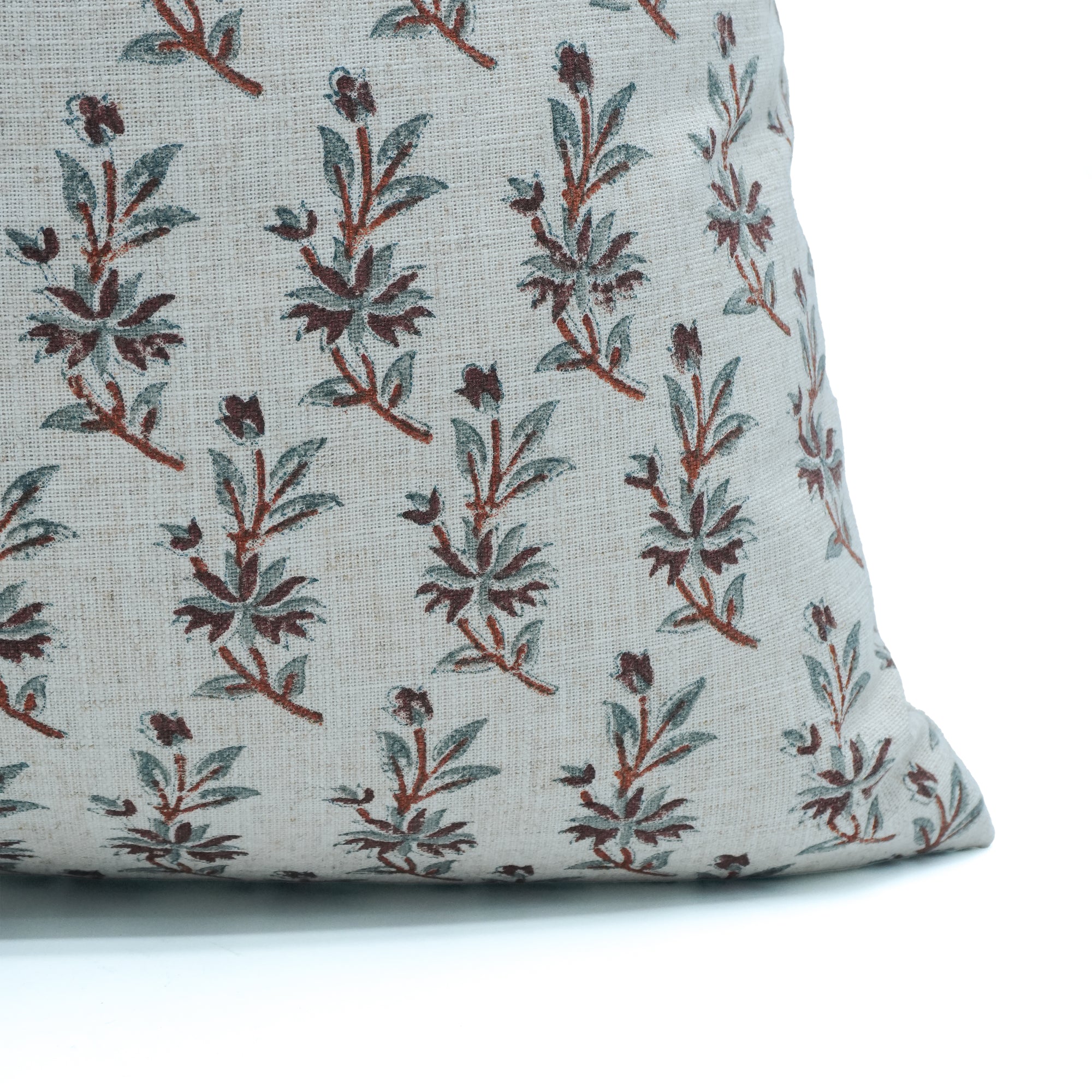 Deepika Indian Print Heavy Viscose Linen Cushion Cover Brown Floral 