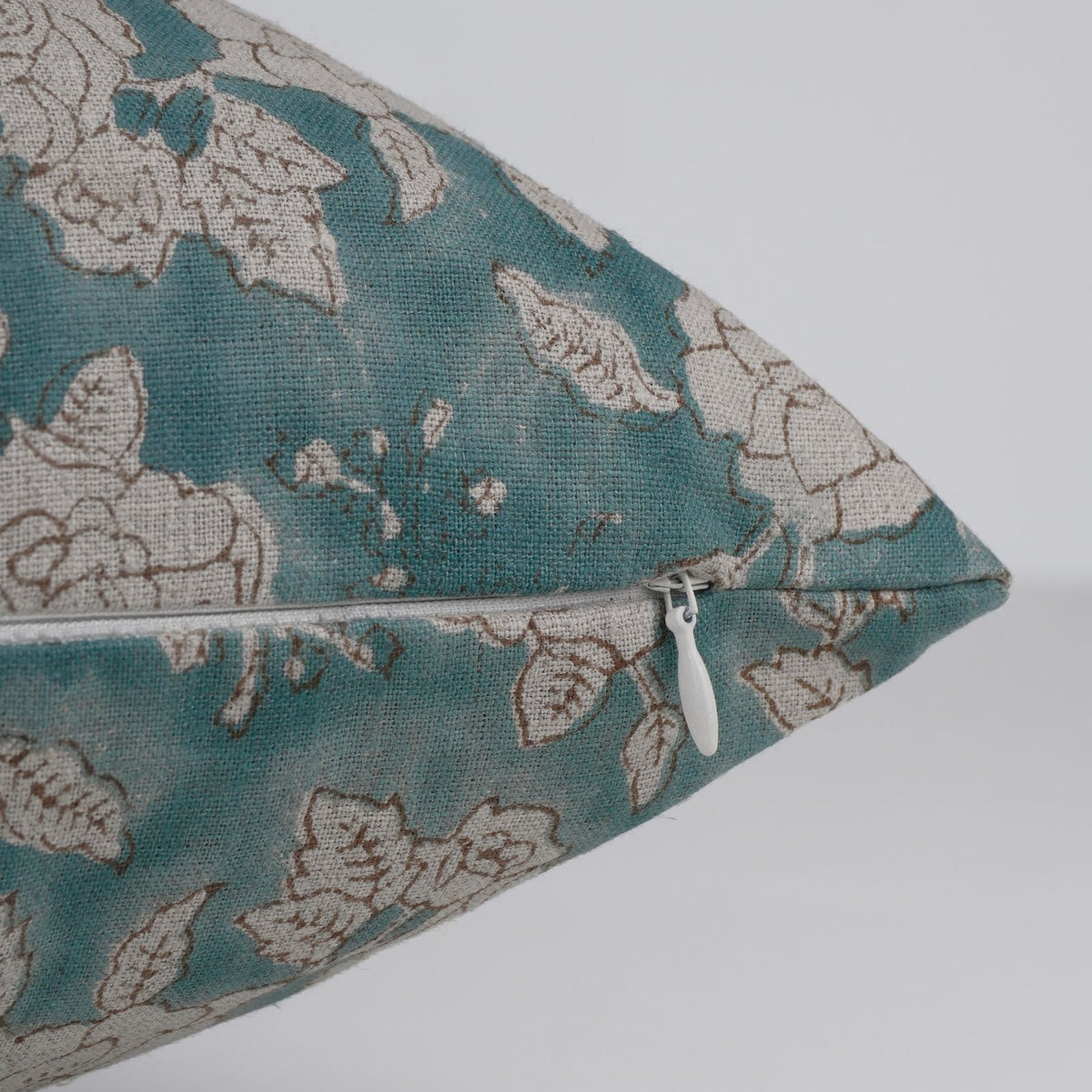 Handcrafted Decor Rameshwaram Teal Linen Pillow Cover