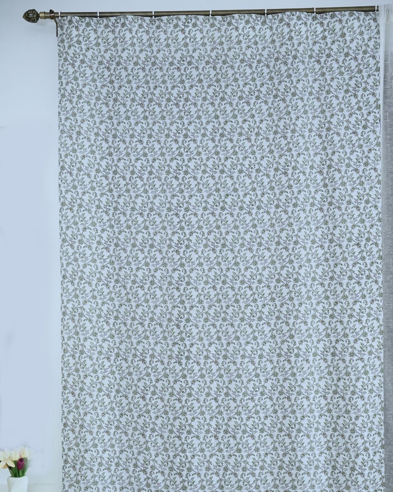 Floral Handcrafted Boho Curtain on Viscose Colored Linen || Varanasi