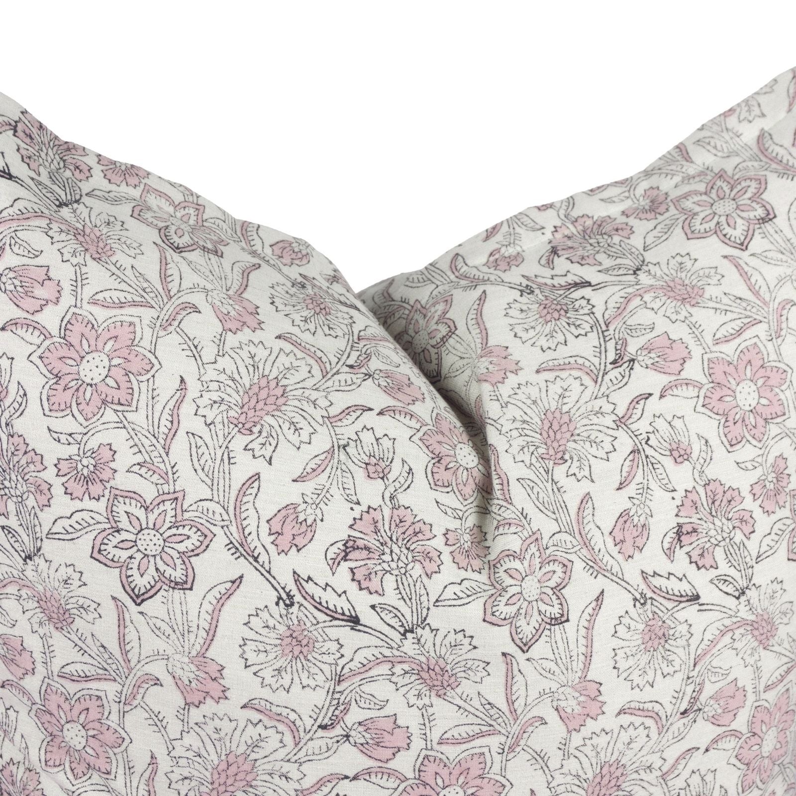 Indian Block Print Linen Blend Oxford Cushion Cover - Jarul